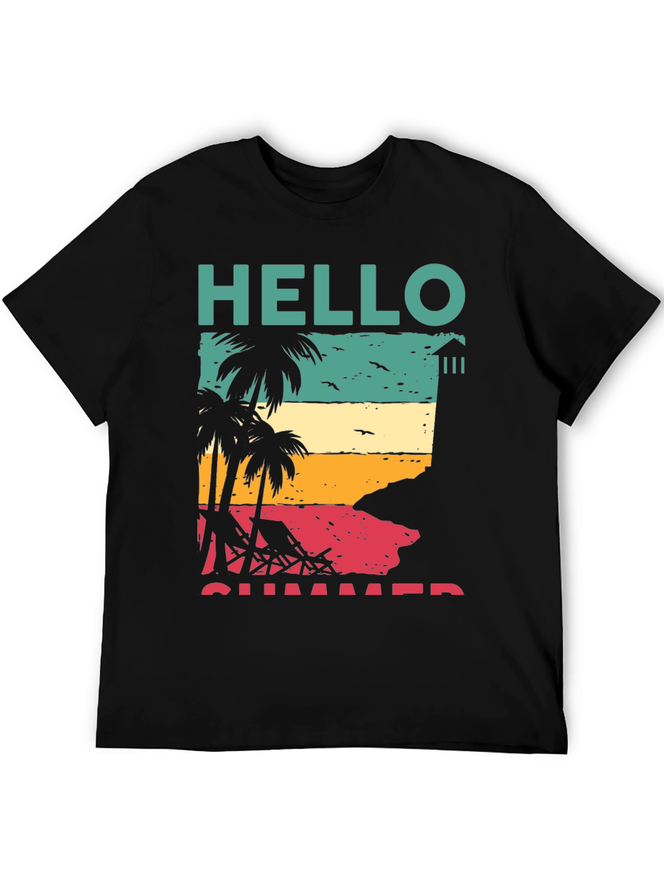 Camiseta Negra Estampada - Hello Summer