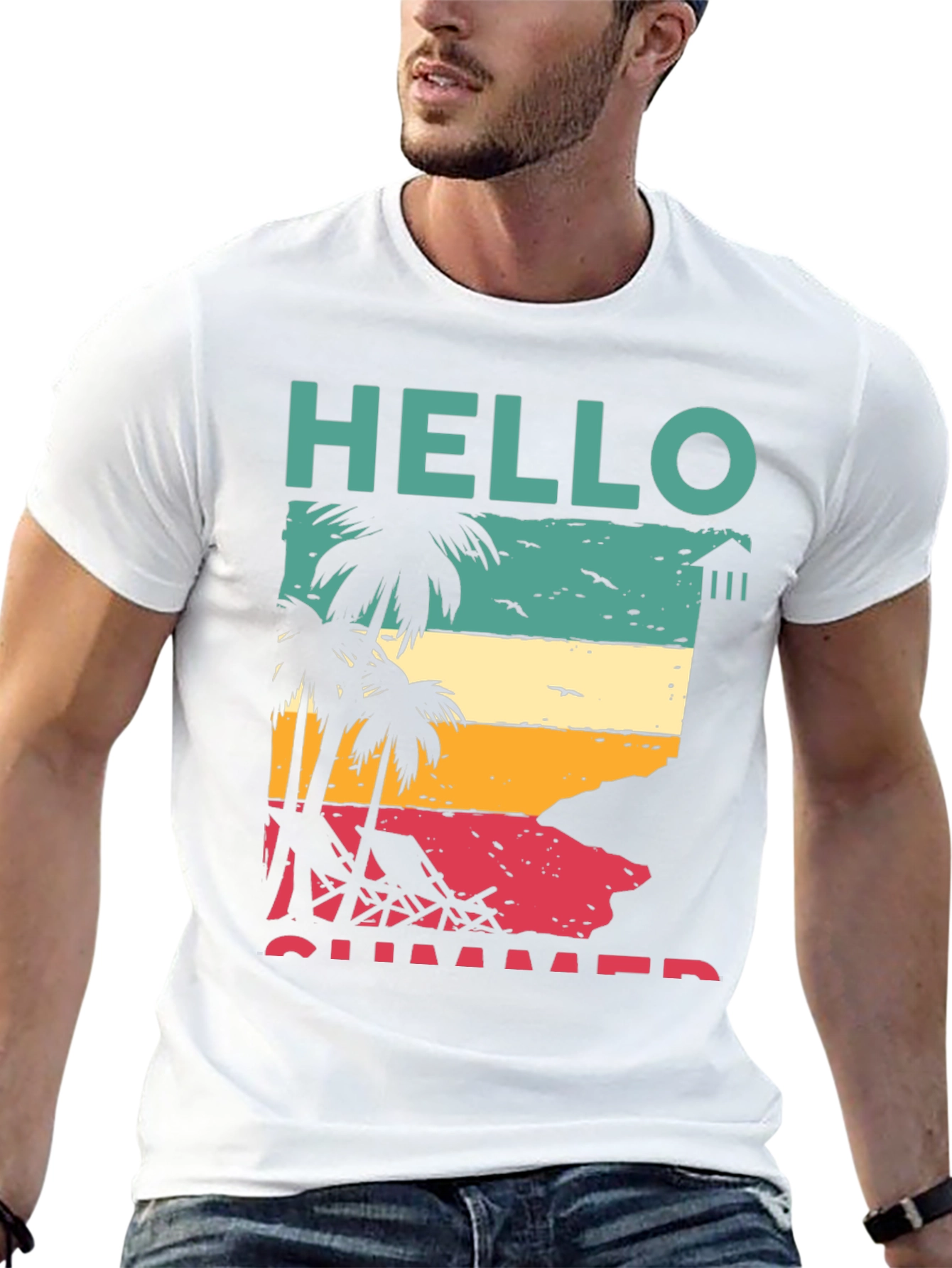 Camiseta Negra Estampada - Hello Summer