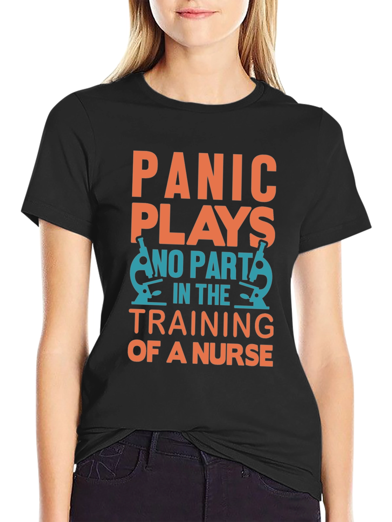 Camiseta Negra Panic Plays No Part in Nurse Training