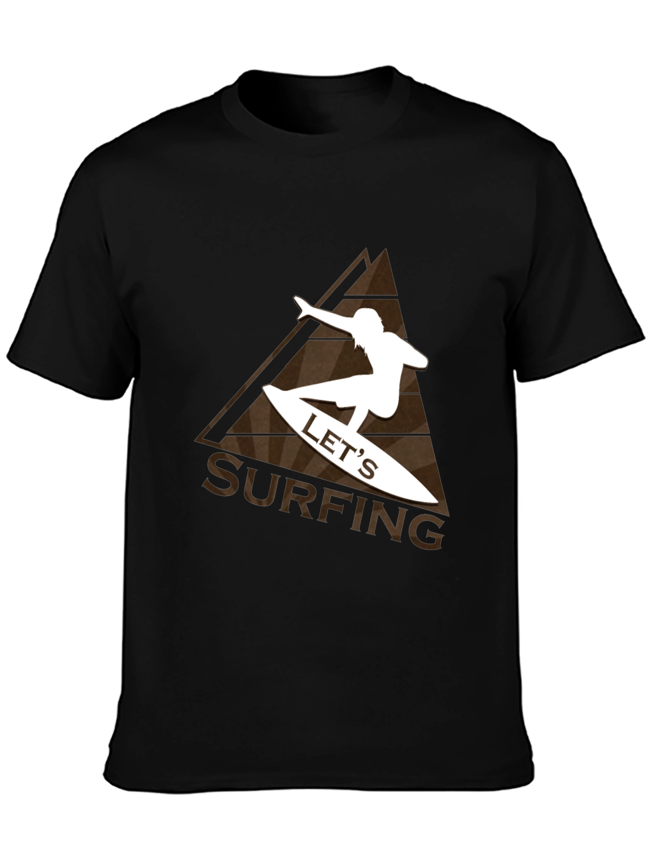 Camiseta Negra con Diseño de Surf para Hombre