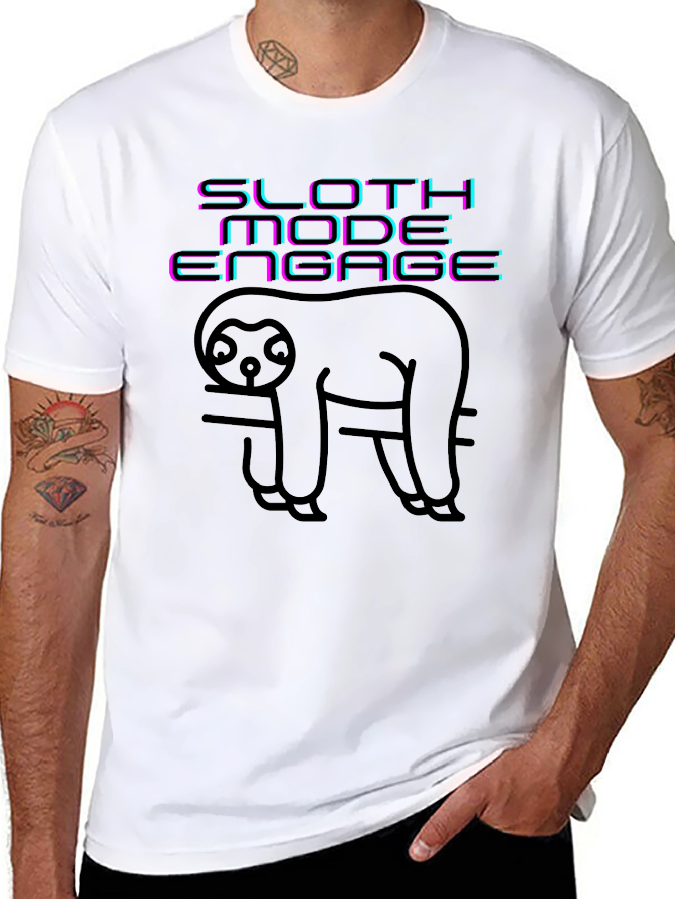 Camiseta Negra Sloth Mode Engage - Relax Total