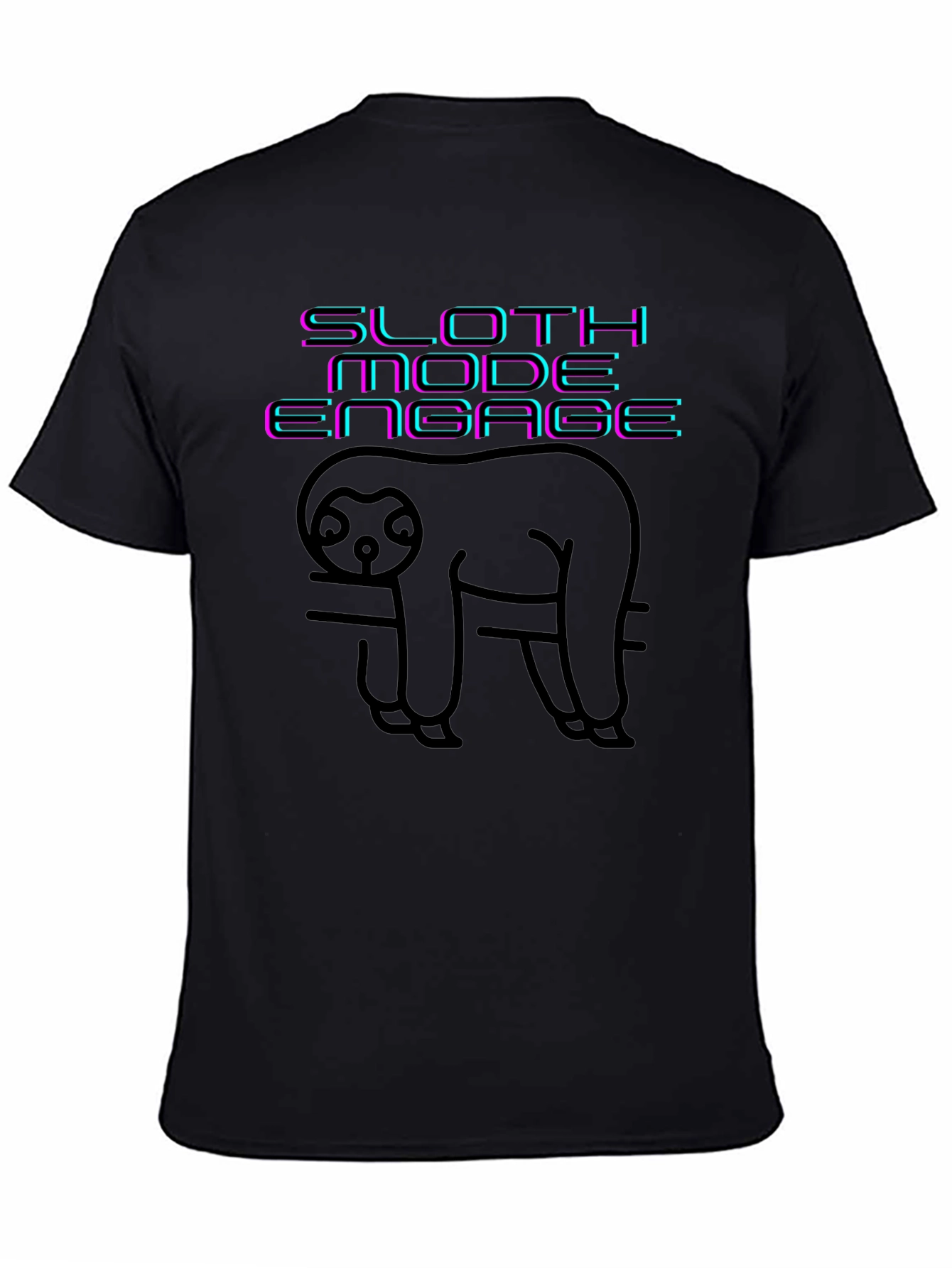 Camiseta Negra Sloth Mode Engage - Relax Total