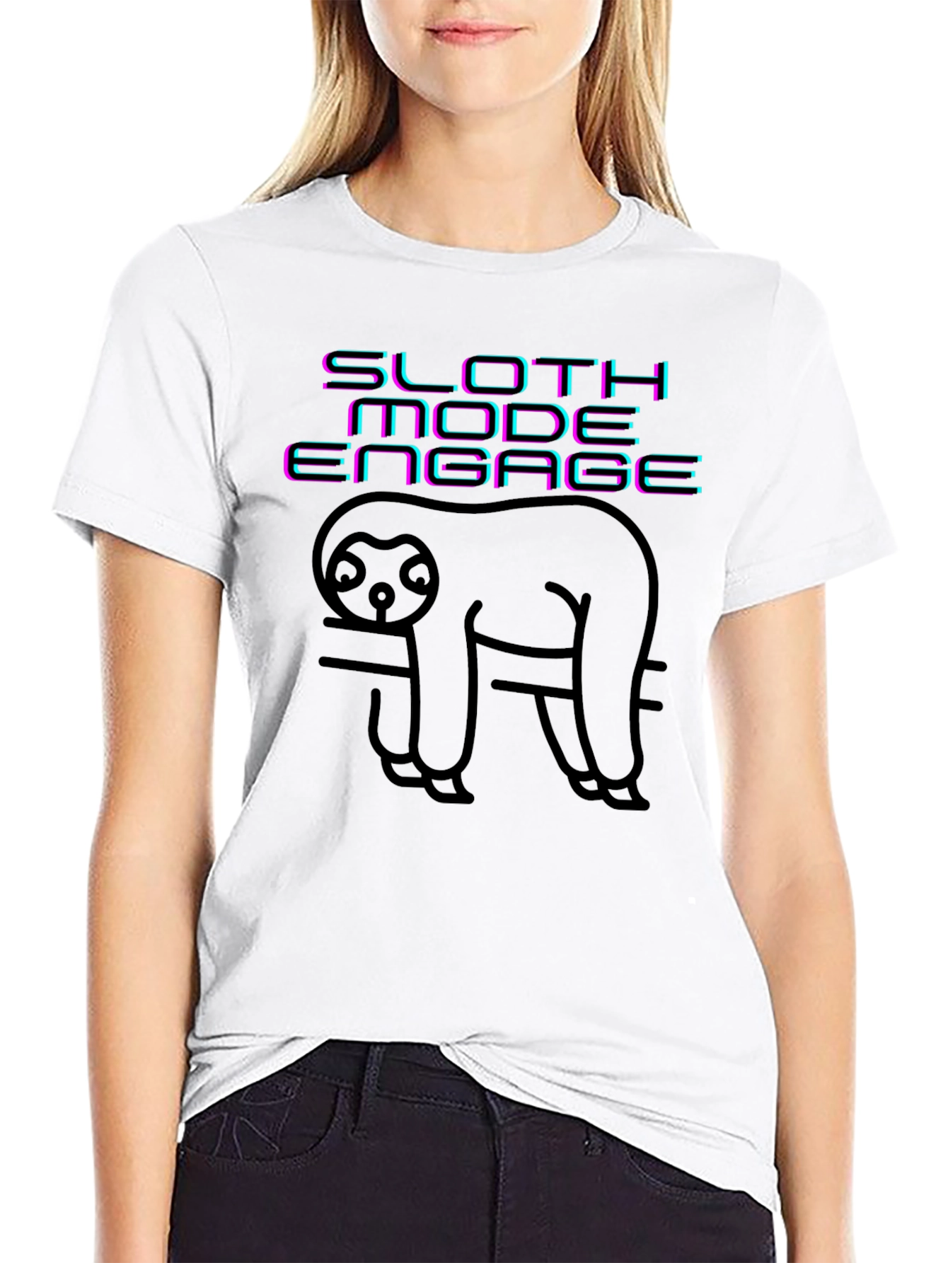 Camiseta Negra Sloth Mode Engage - Relax Total