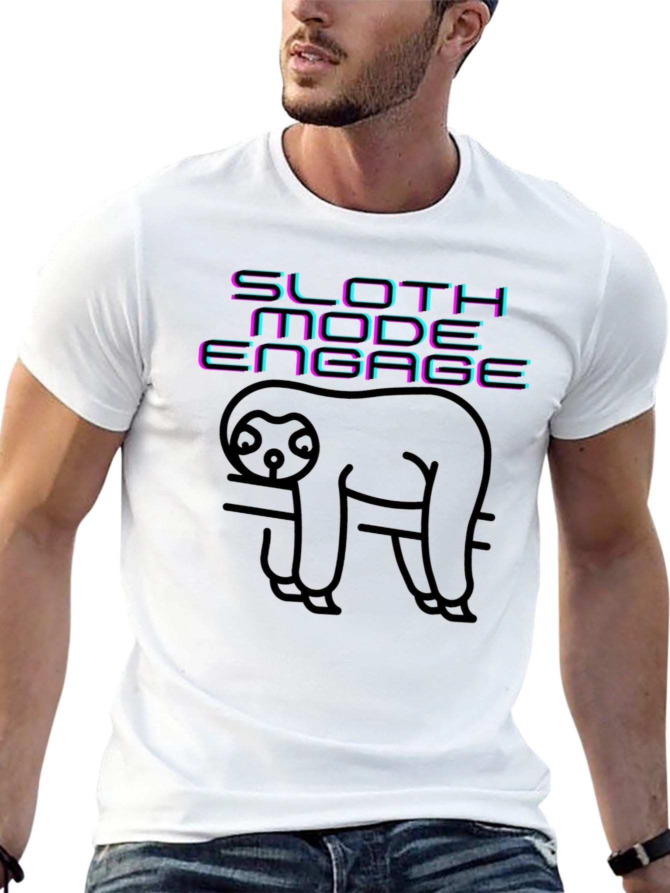 Camiseta Negra Sloth Mode Engage - Relax Total