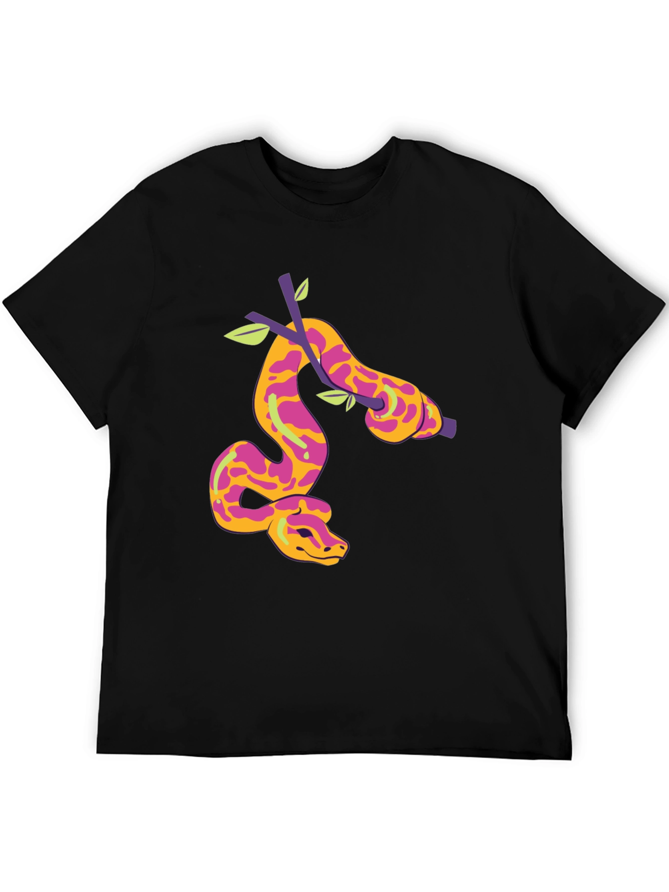 Camiseta Negra con Diseño de Serpiente en Rama