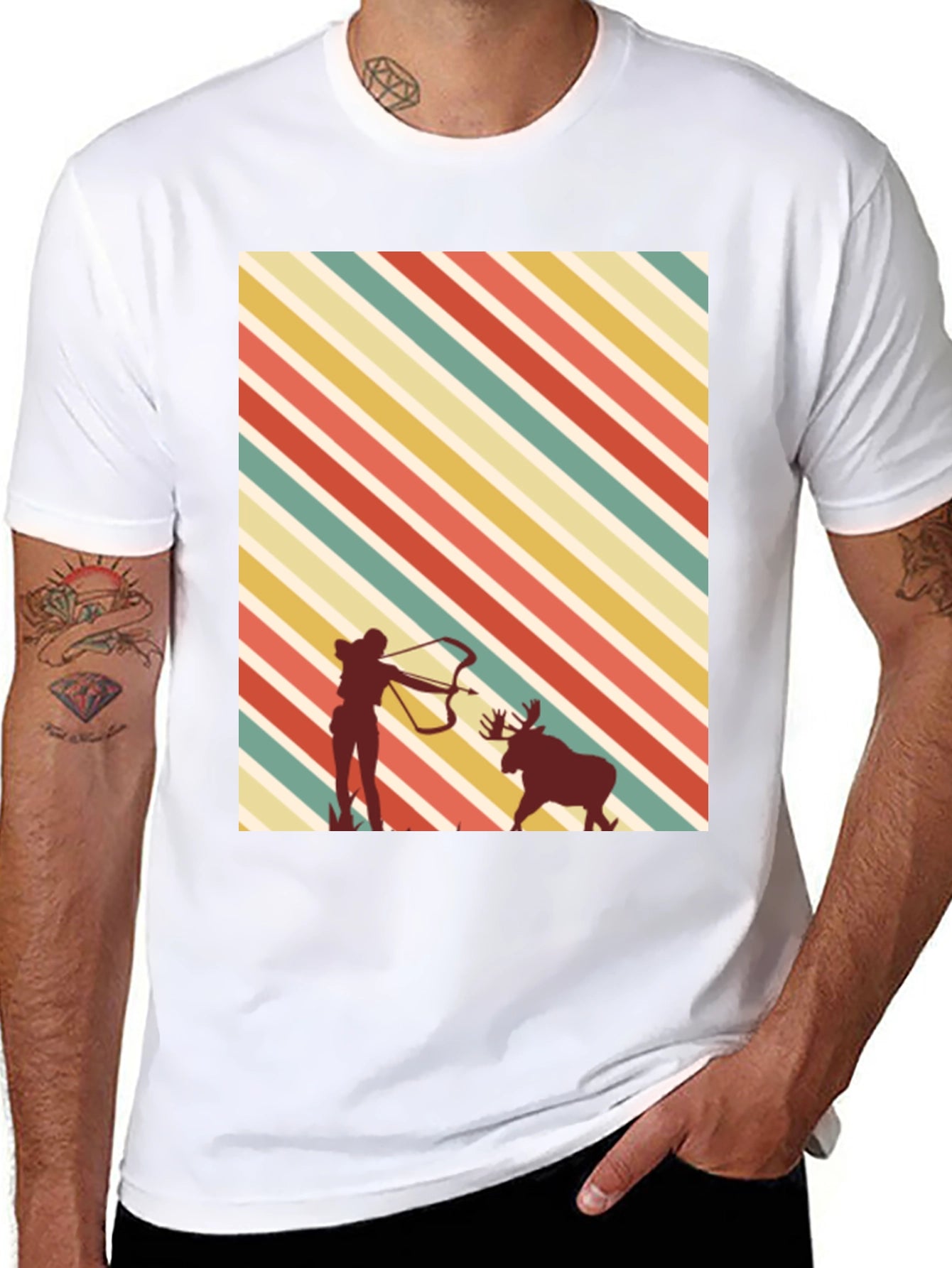 Camiseta Negra con Diseño de Caza Retro