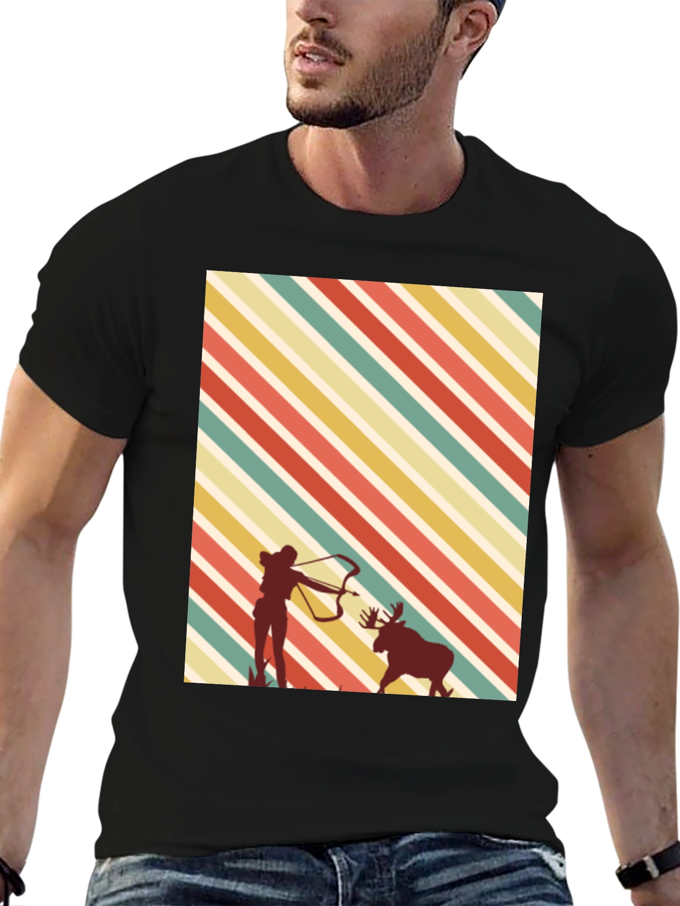Camiseta Negra con Diseño de Caza Retro