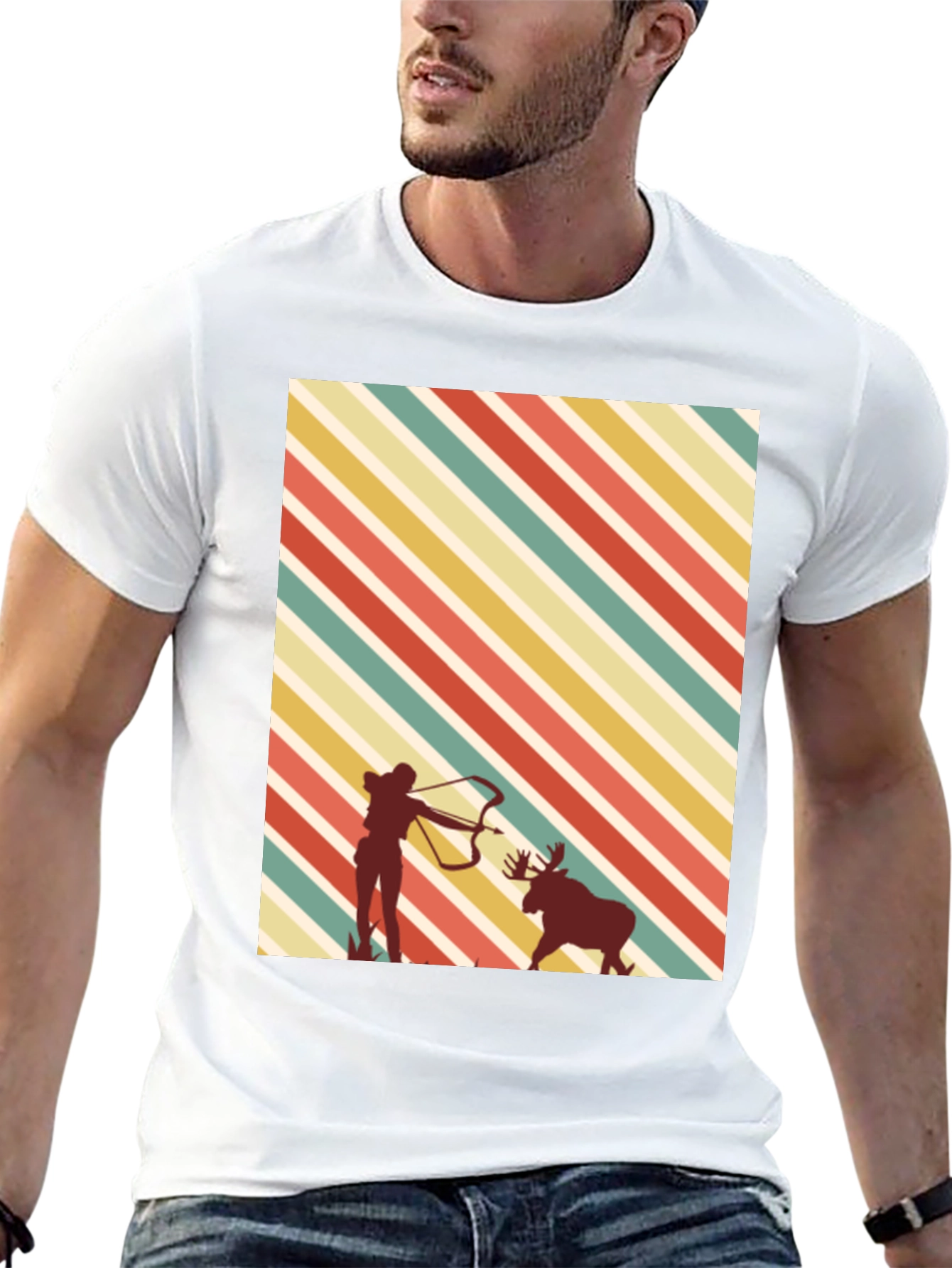 Camiseta Negra con Diseño de Caza Retro