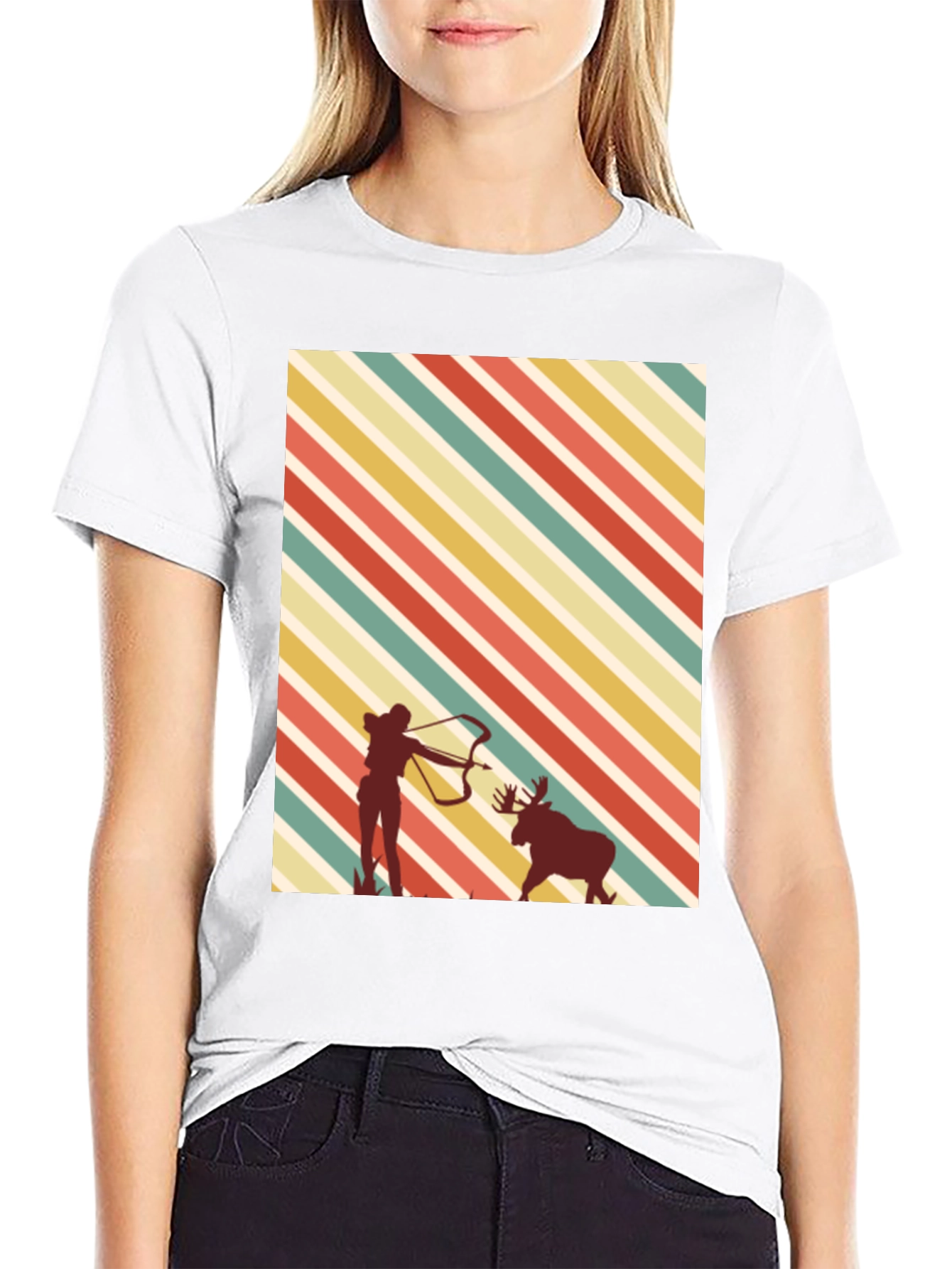 Camiseta Negra con Diseño de Caza Retro