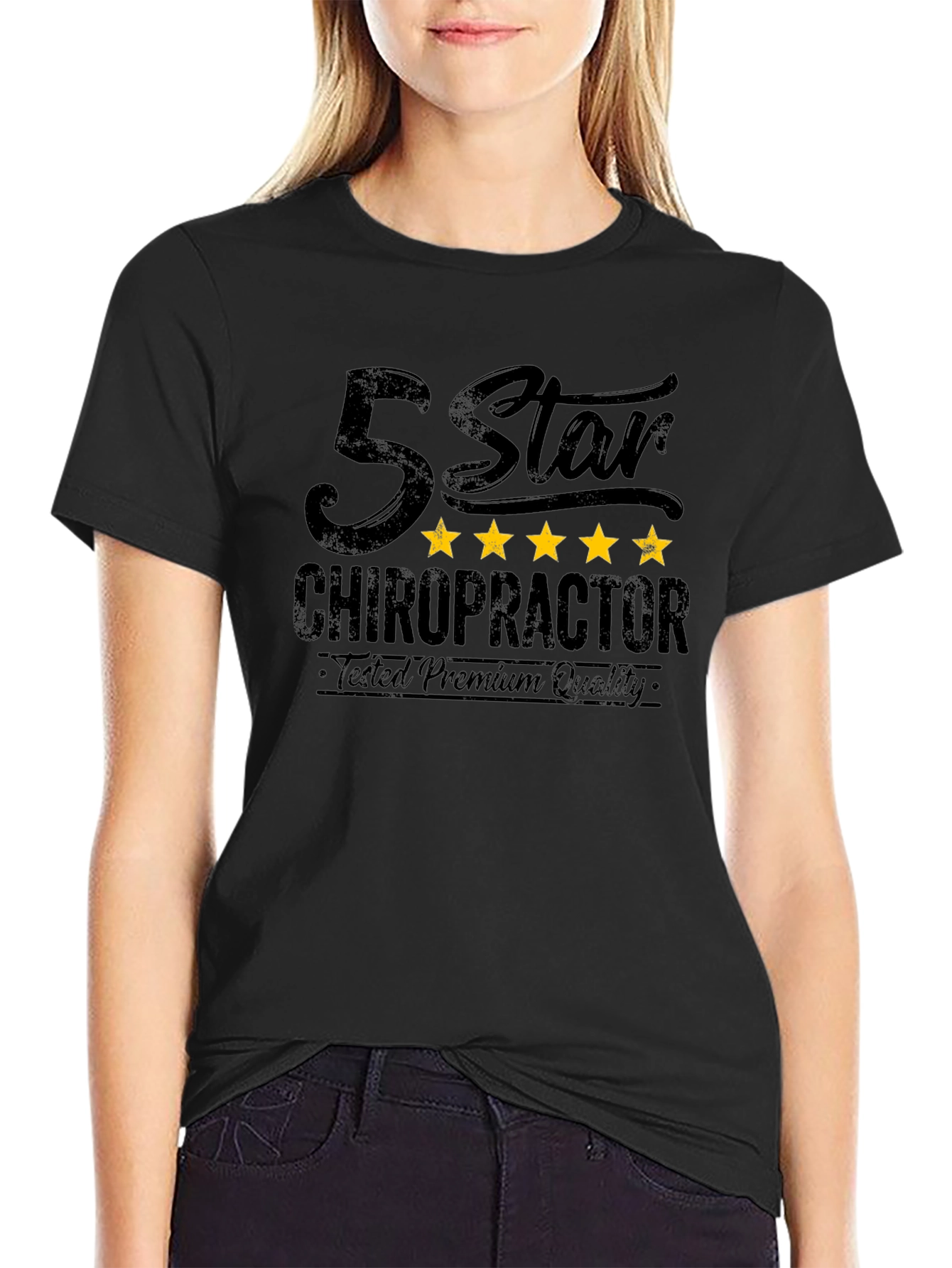 Camiseta Negra Quiropráctico 5 Estrellas