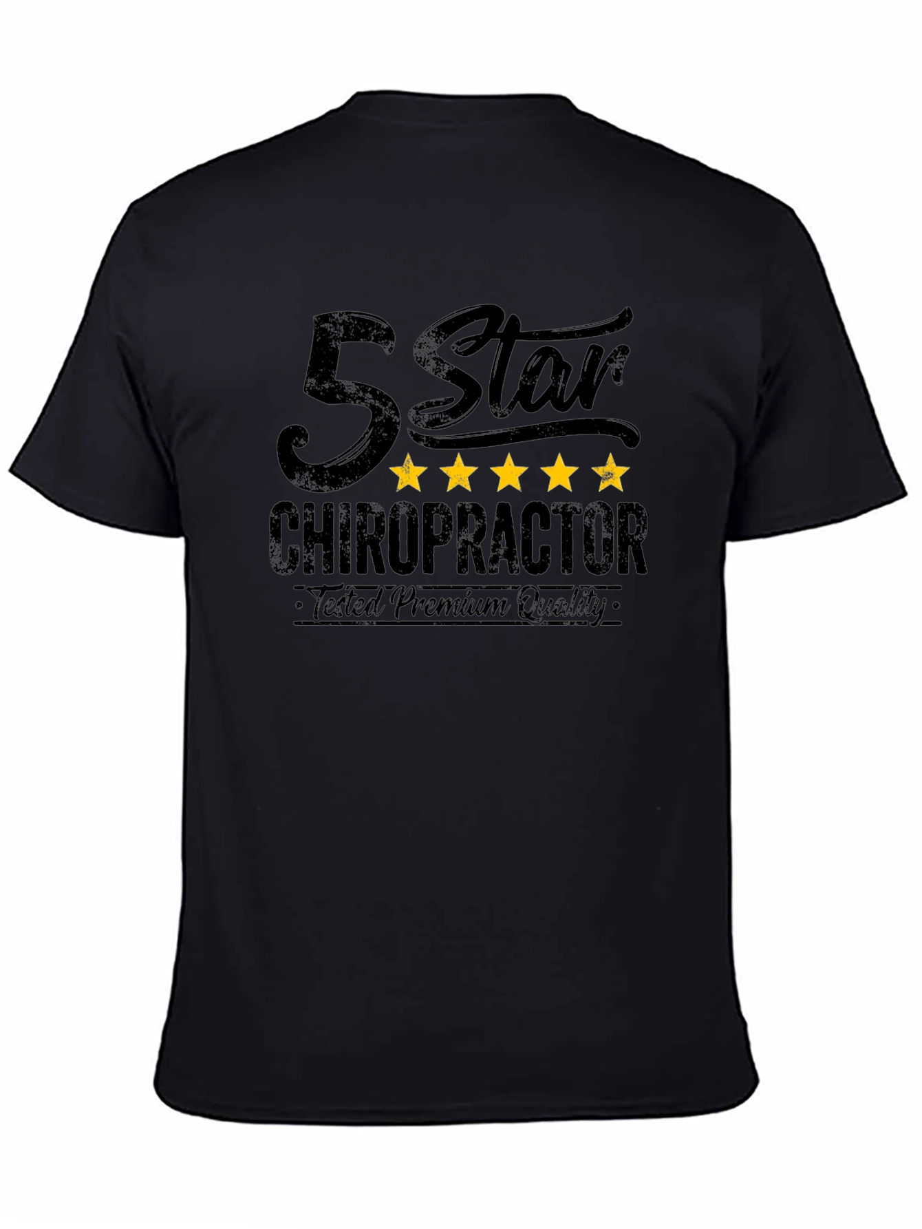 Camiseta Negra Quiropráctico 5 Estrellas