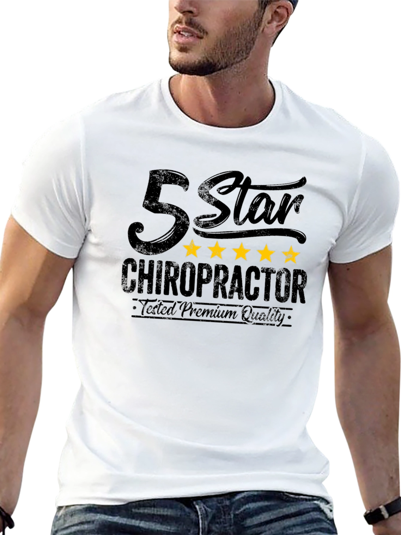Camiseta Negra Quiropráctico 5 Estrellas