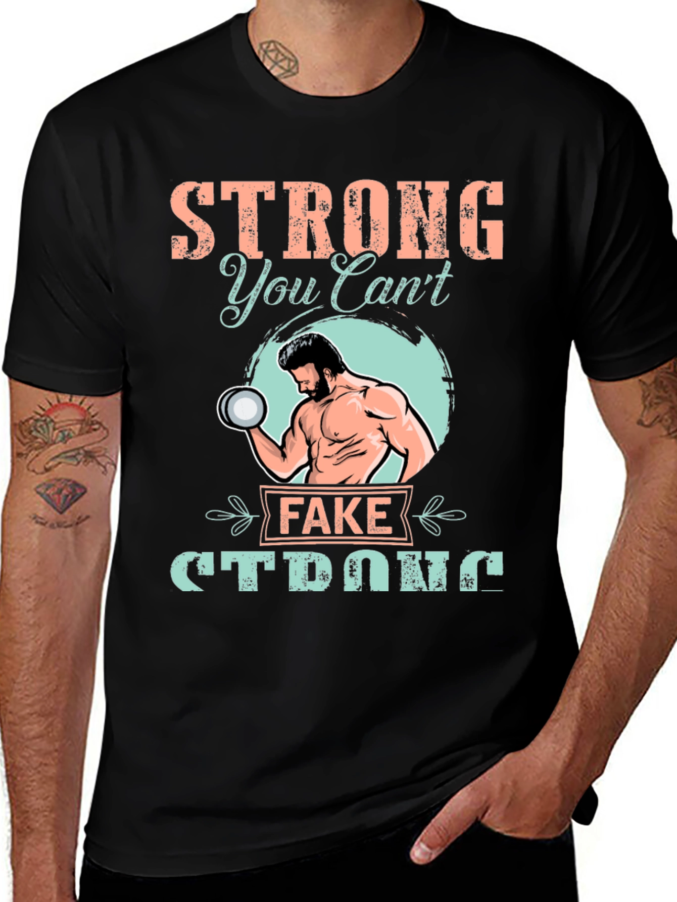 Camiseta Negra: Fuerte - No Puedes Fingirlo