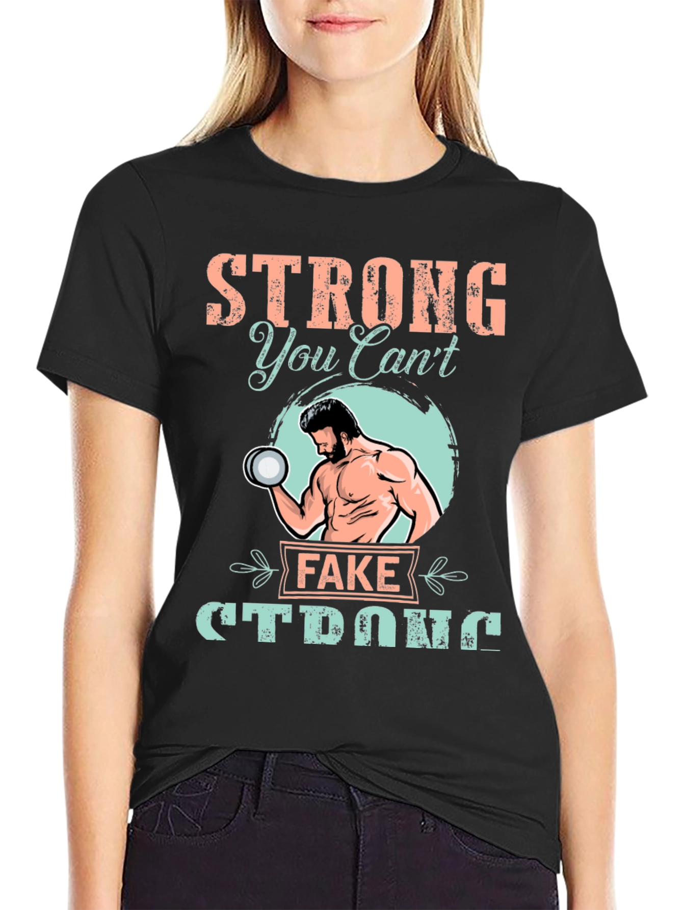 Camiseta Negra: Fuerte - No Puedes Fingirlo