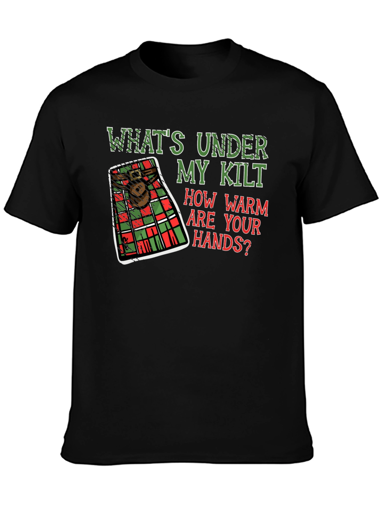 Camiseta Negra con Diseño Escocés Divertido