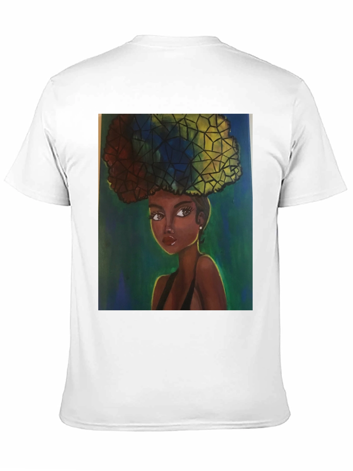 Camiseta Negra con Ilustración Artística de Mujer