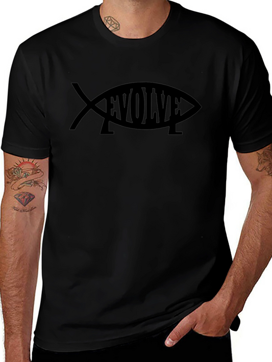 Camiseta Negra Evolve con Diseño de Pez