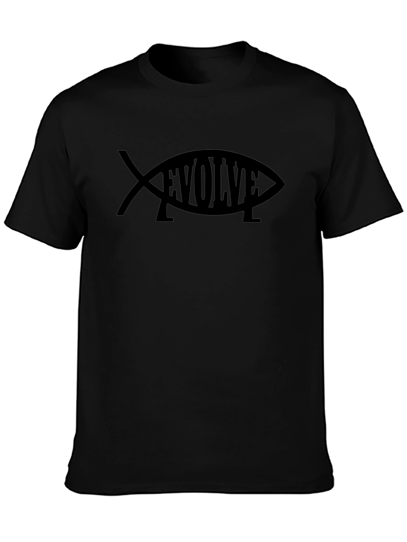 Camiseta Negra Evolve con Diseño de Pez