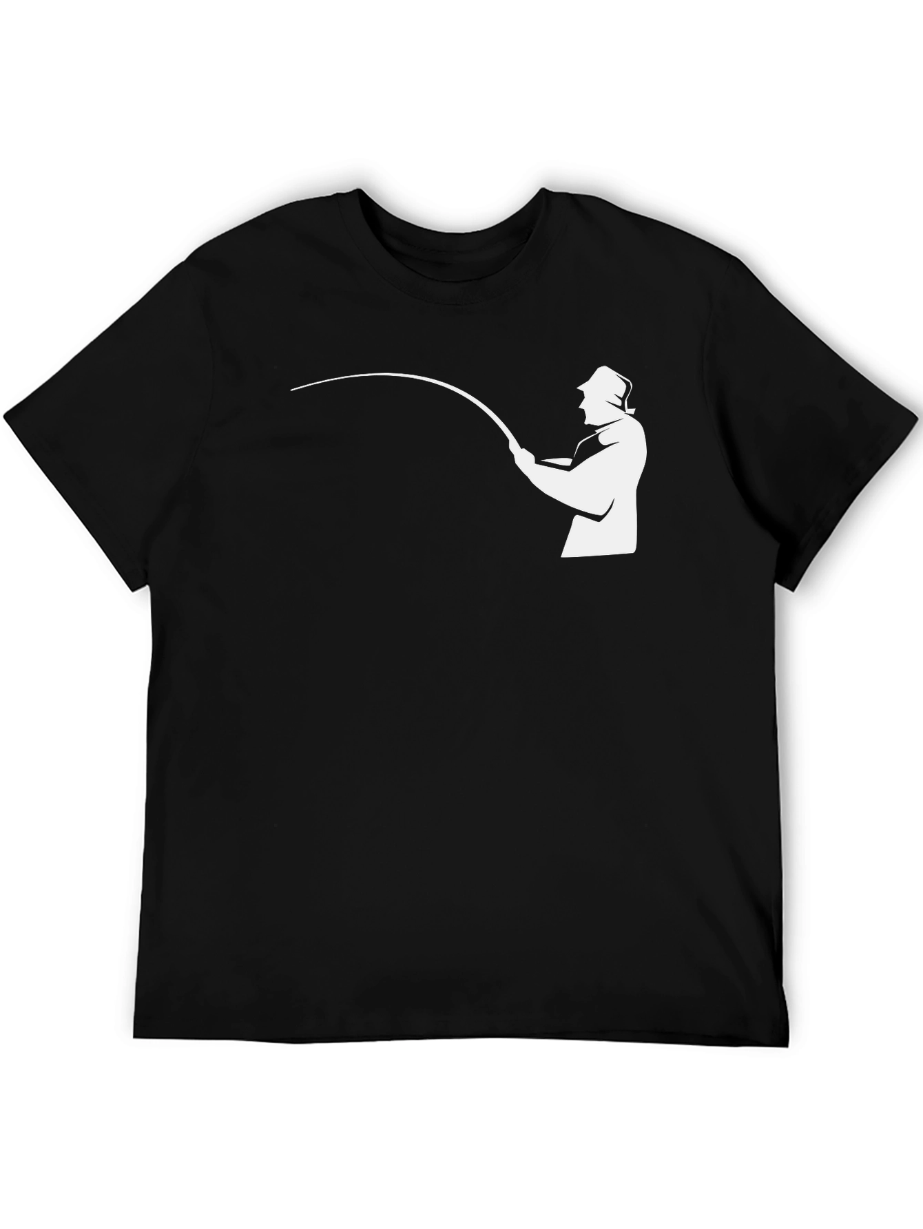 Camiseta Negra con Diseño de Pescador