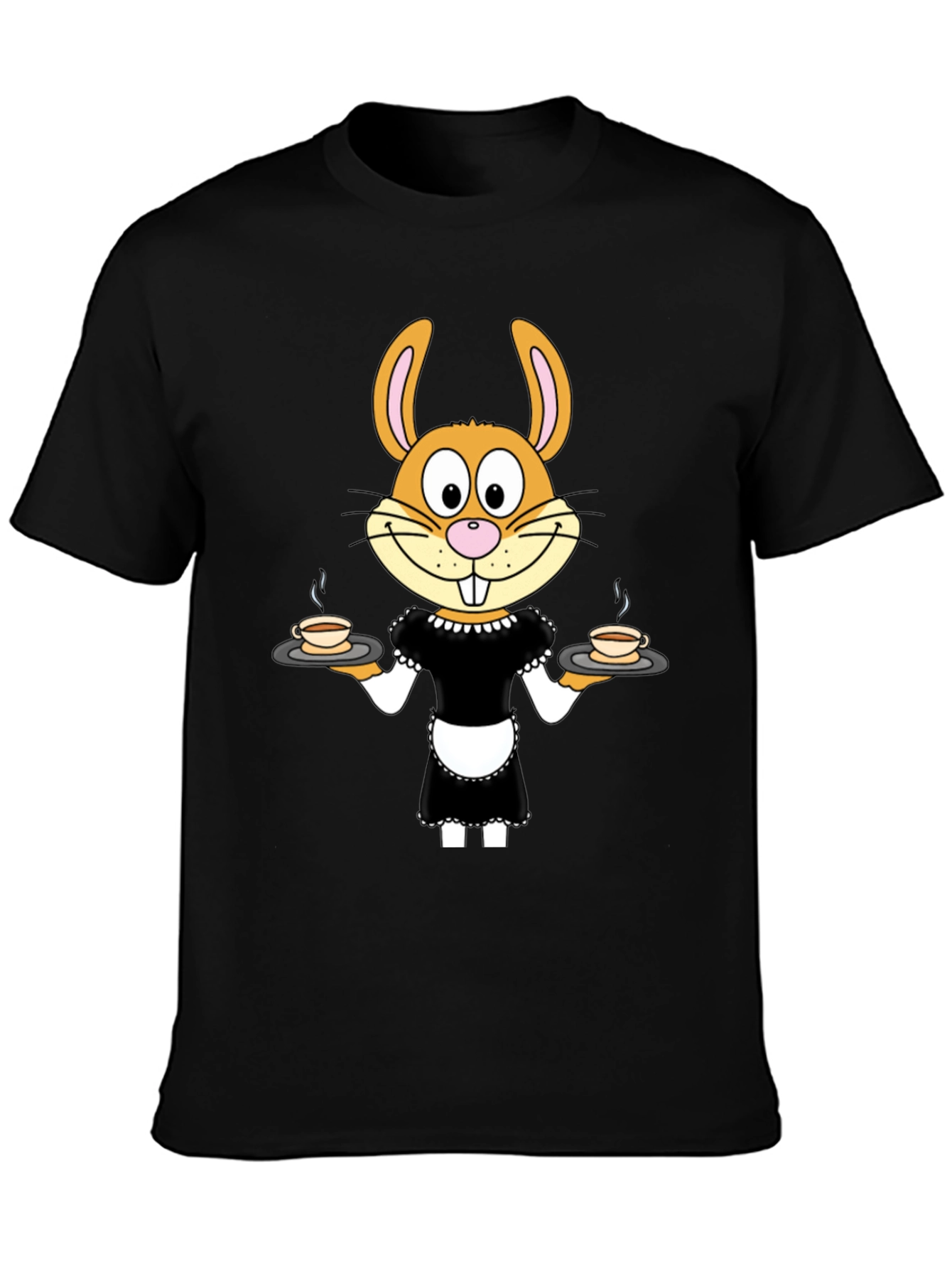 Camiseta Negra con Conejo Camarera