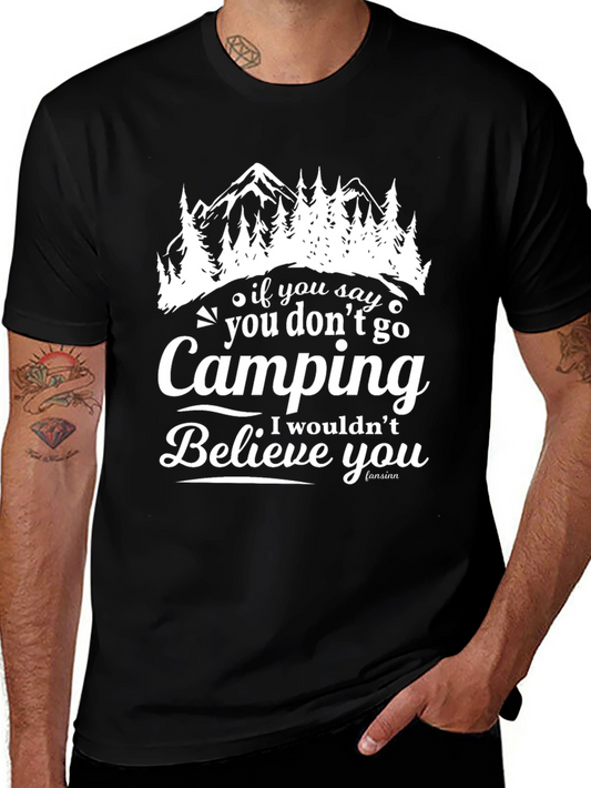 Camiseta Negra con Diseño de Camping para Aventureros