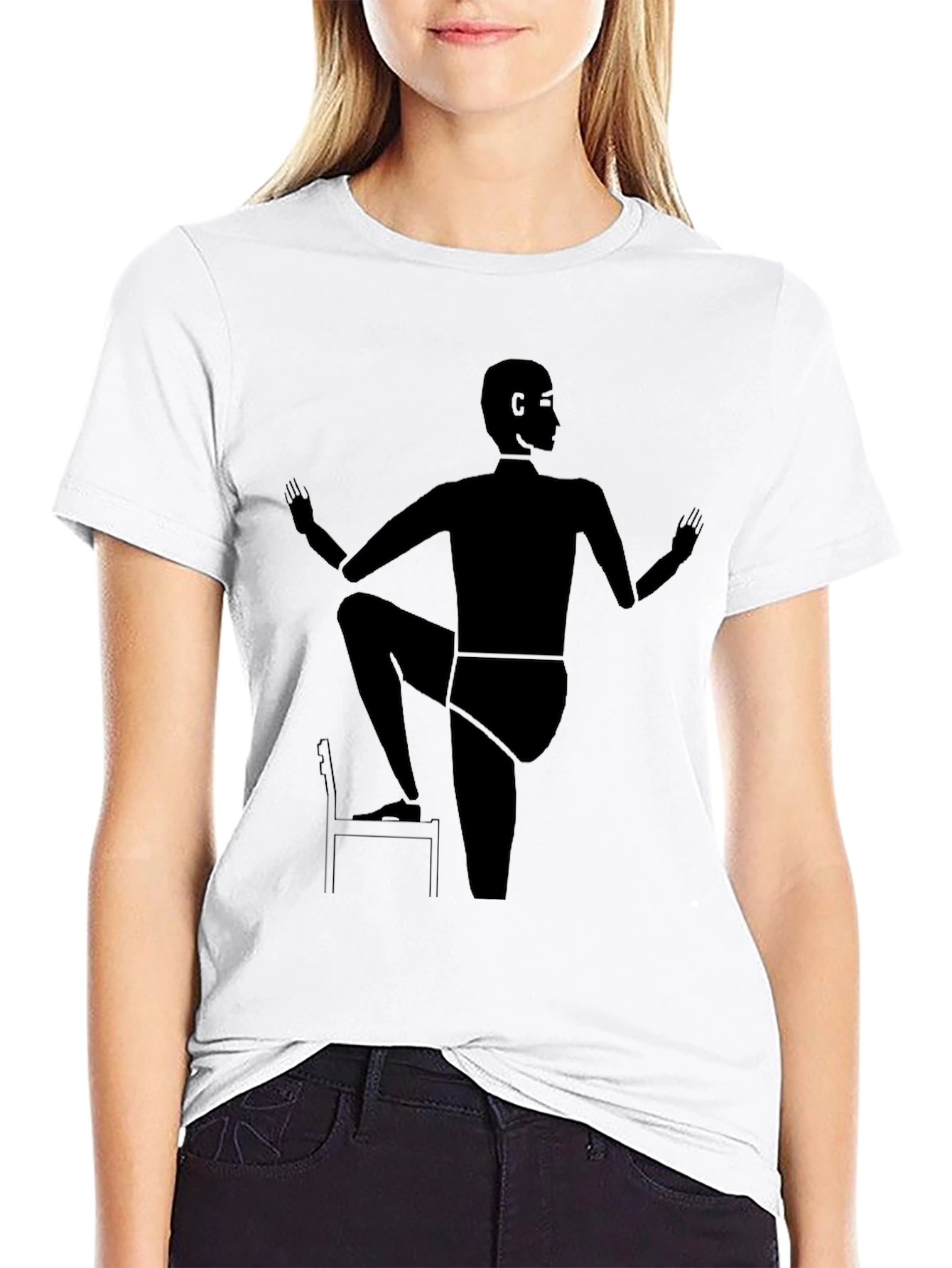 Camiseta Negra con Diseño Abstracto de Yoga