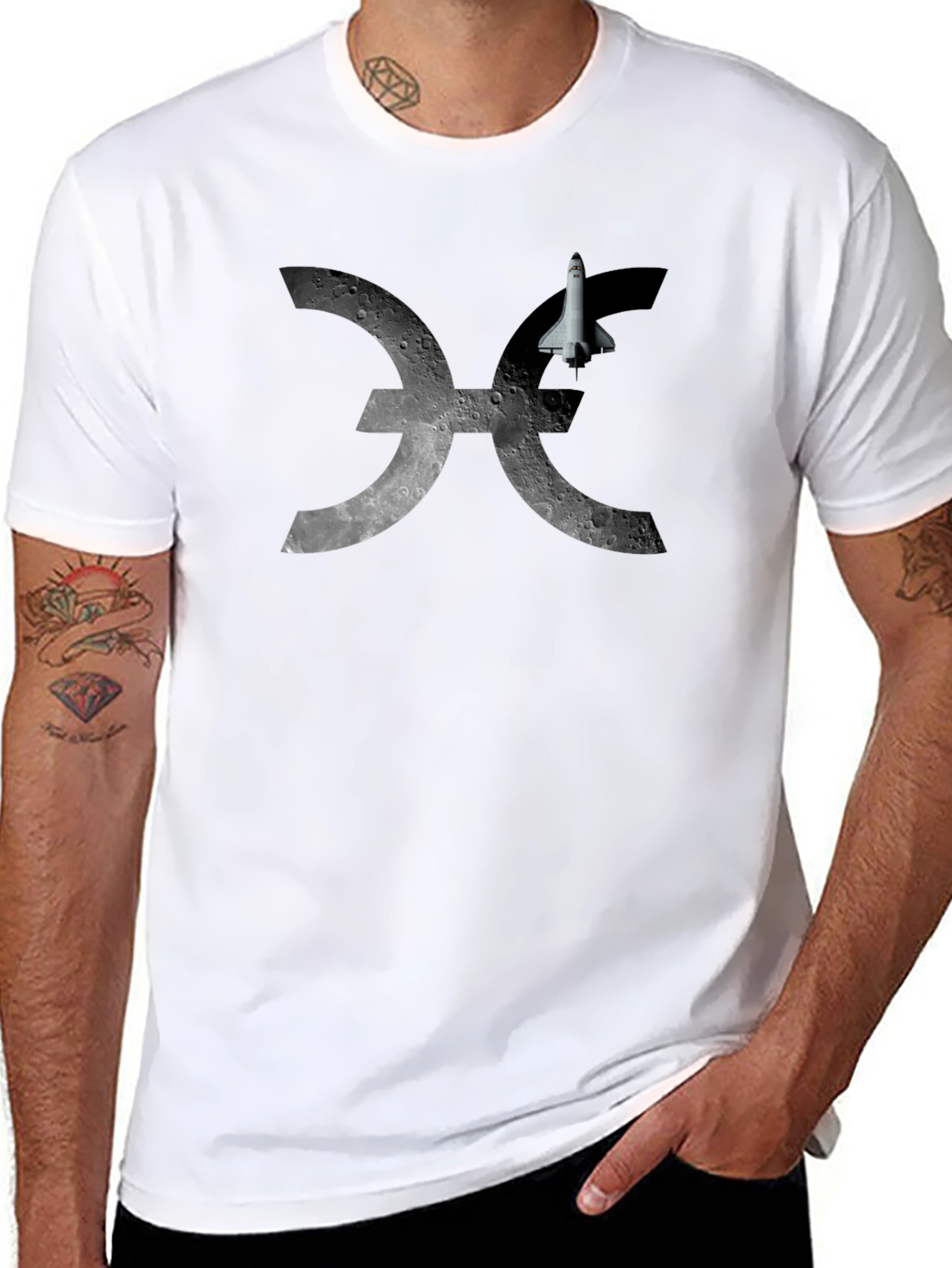 Camiseta Negra Espacial: Luna & Lanzadera