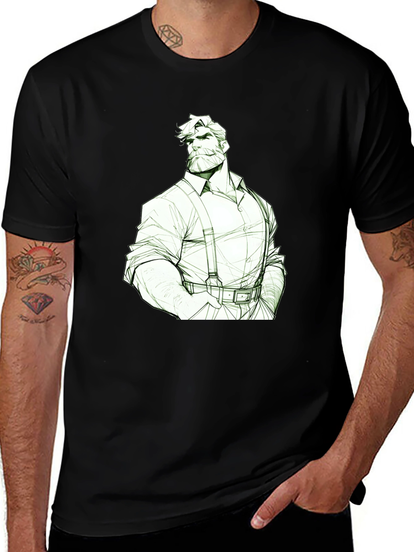 Camiseta Hombre Diseño Leñador Estilizado