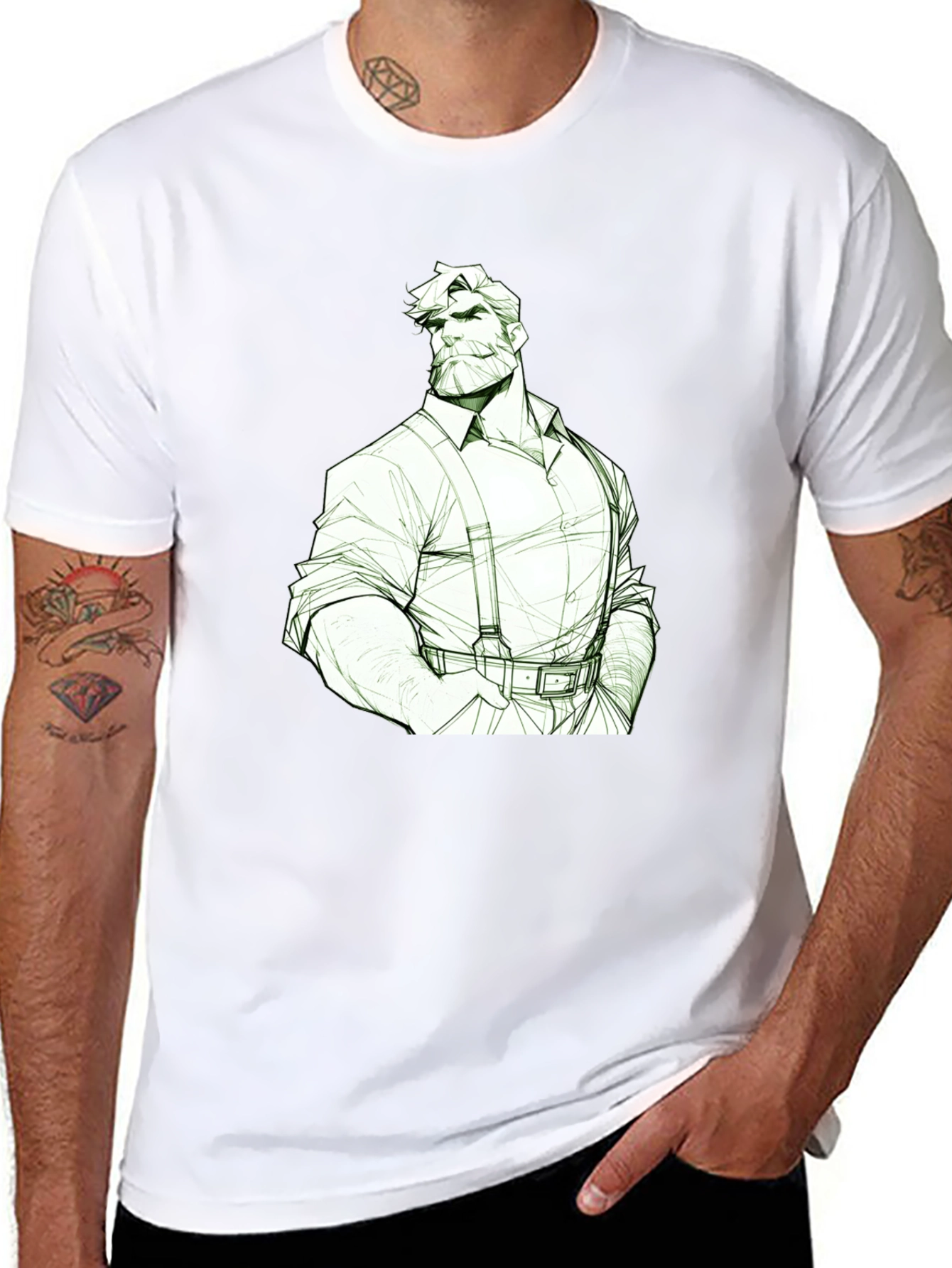 Camiseta Hombre Diseño Leñador Estilizado