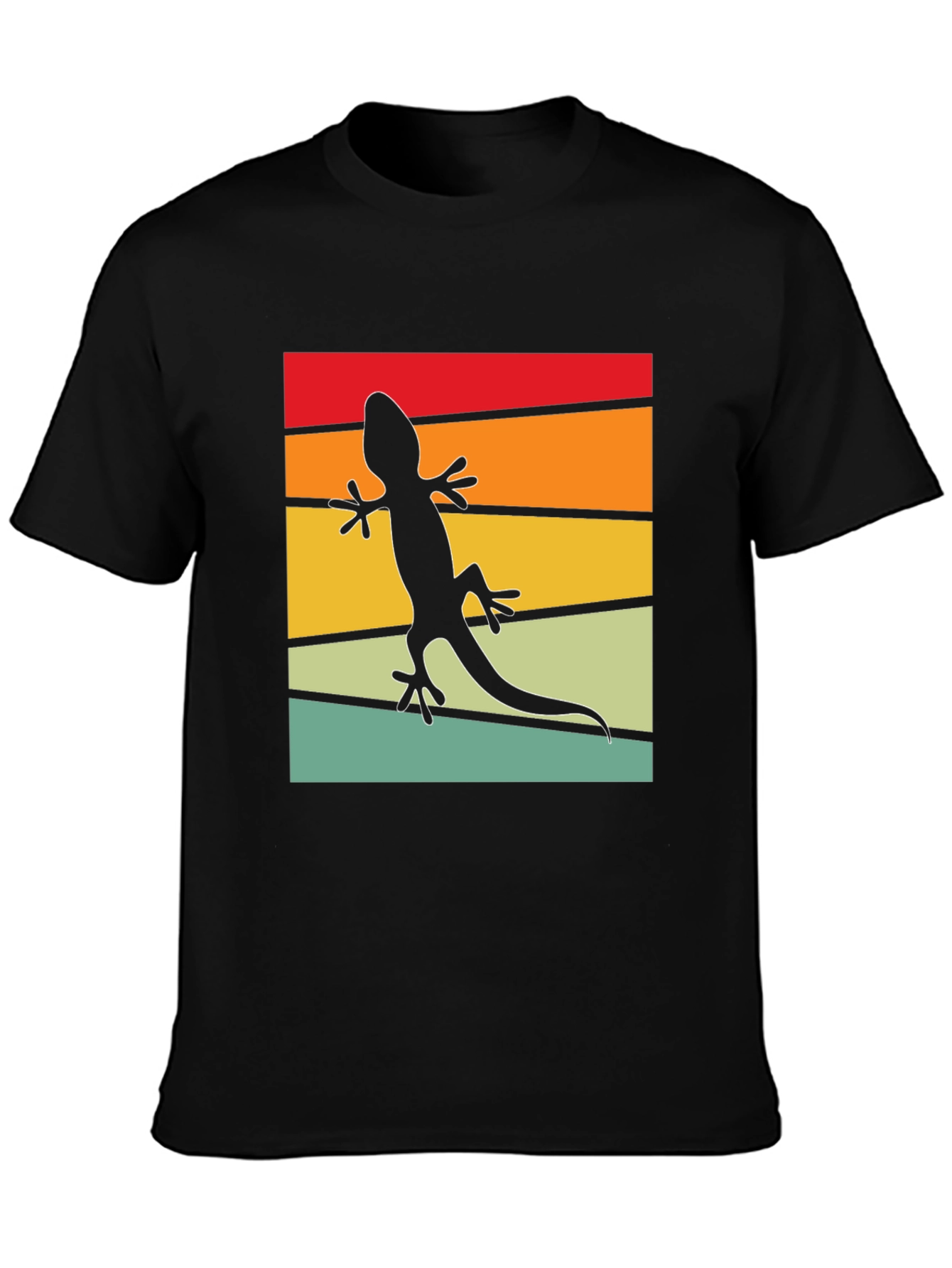 Camiseta Negra con Diseño de Gecko Retro