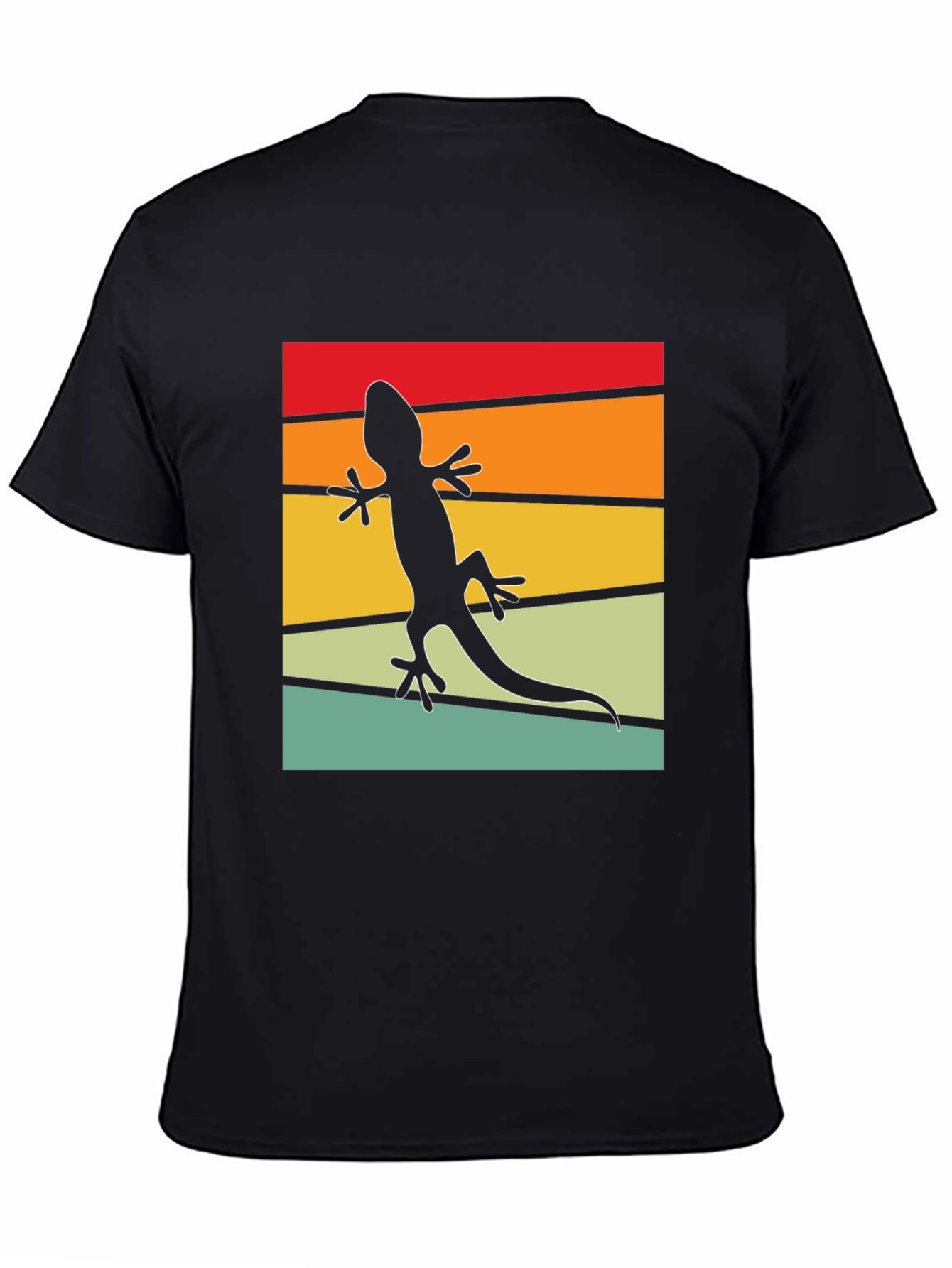 Camiseta Negra con Diseño de Gecko Retro