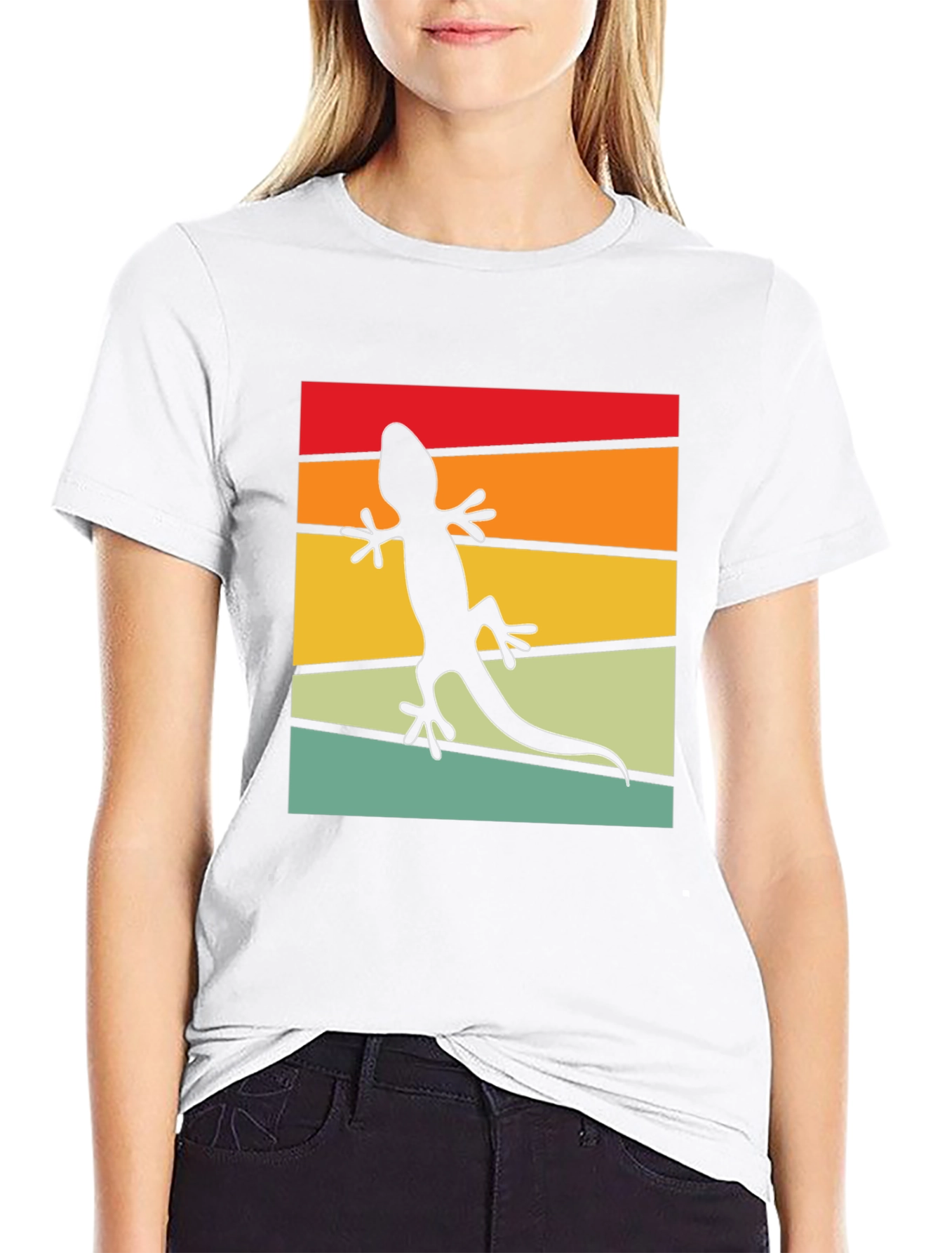 Camiseta Negra con Diseño de Gecko Retro