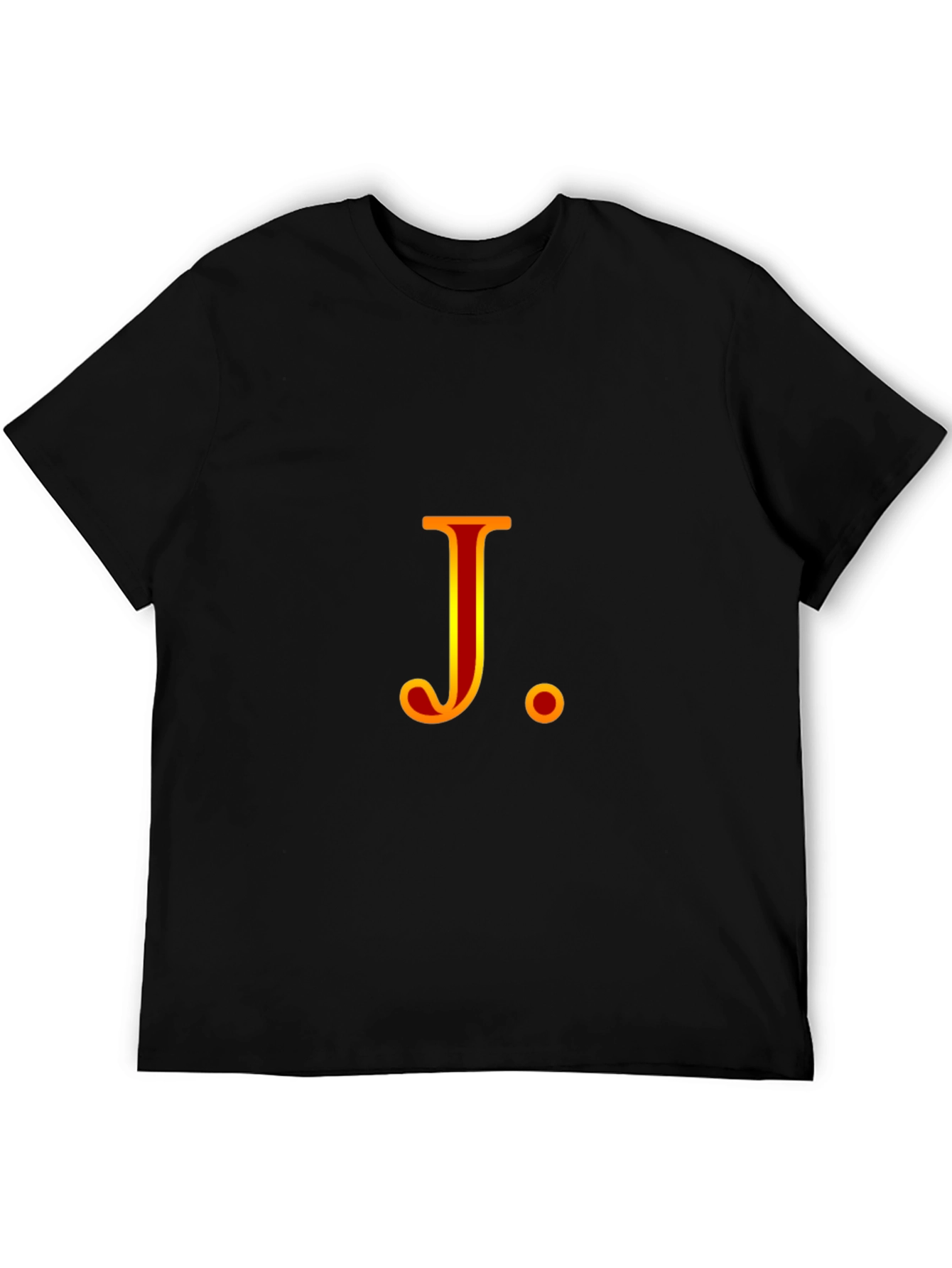 Camiseta Negra con Letra J Roja y Amarilla