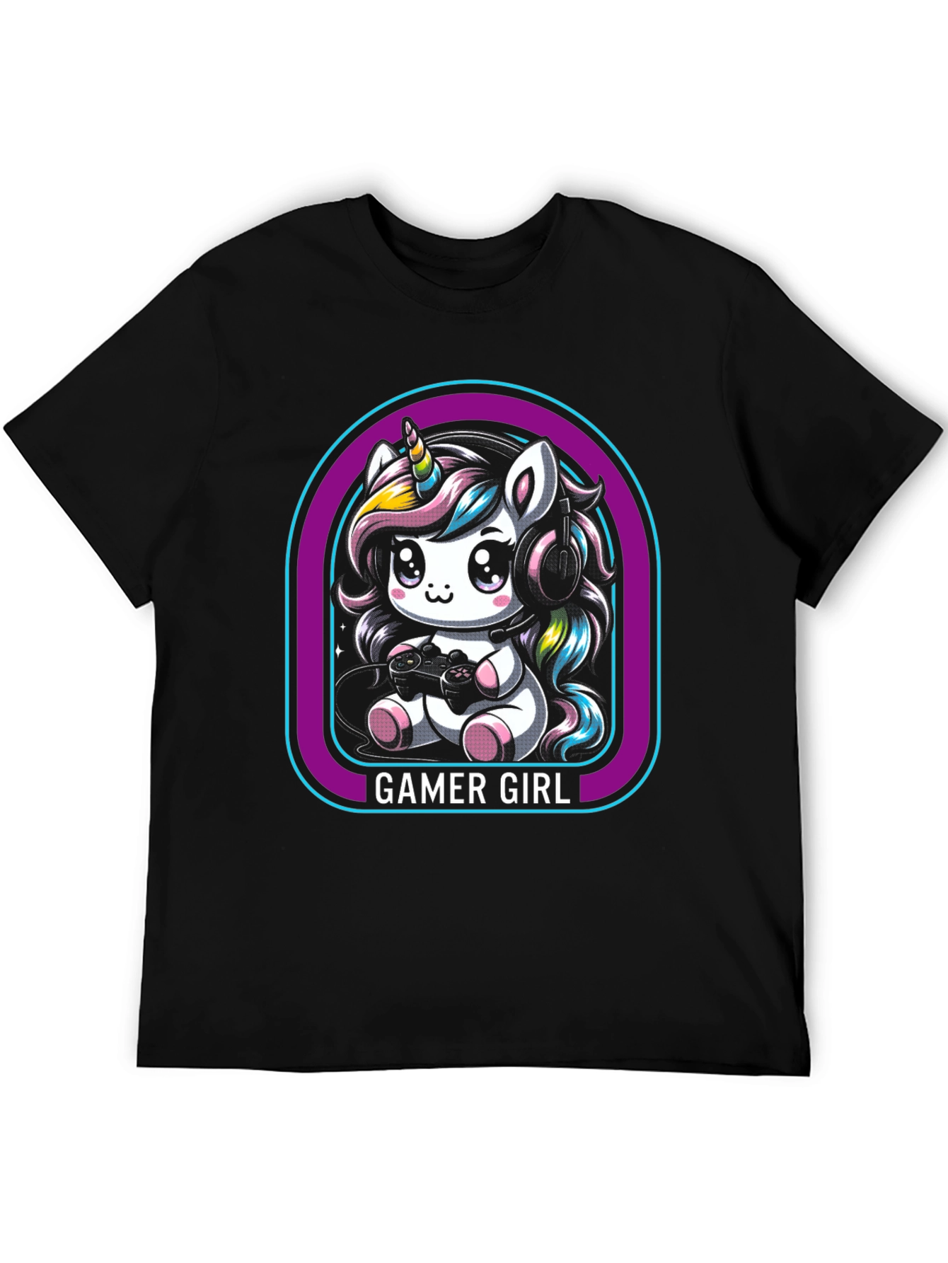 Camiseta Negra Unicornio Gamer Girl