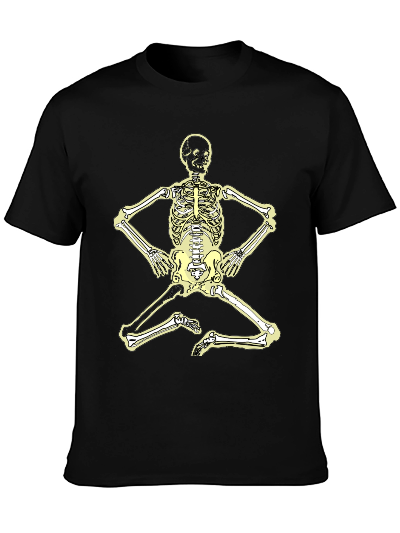 Camiseta Negra con Diseño de Esqueleto Yoga