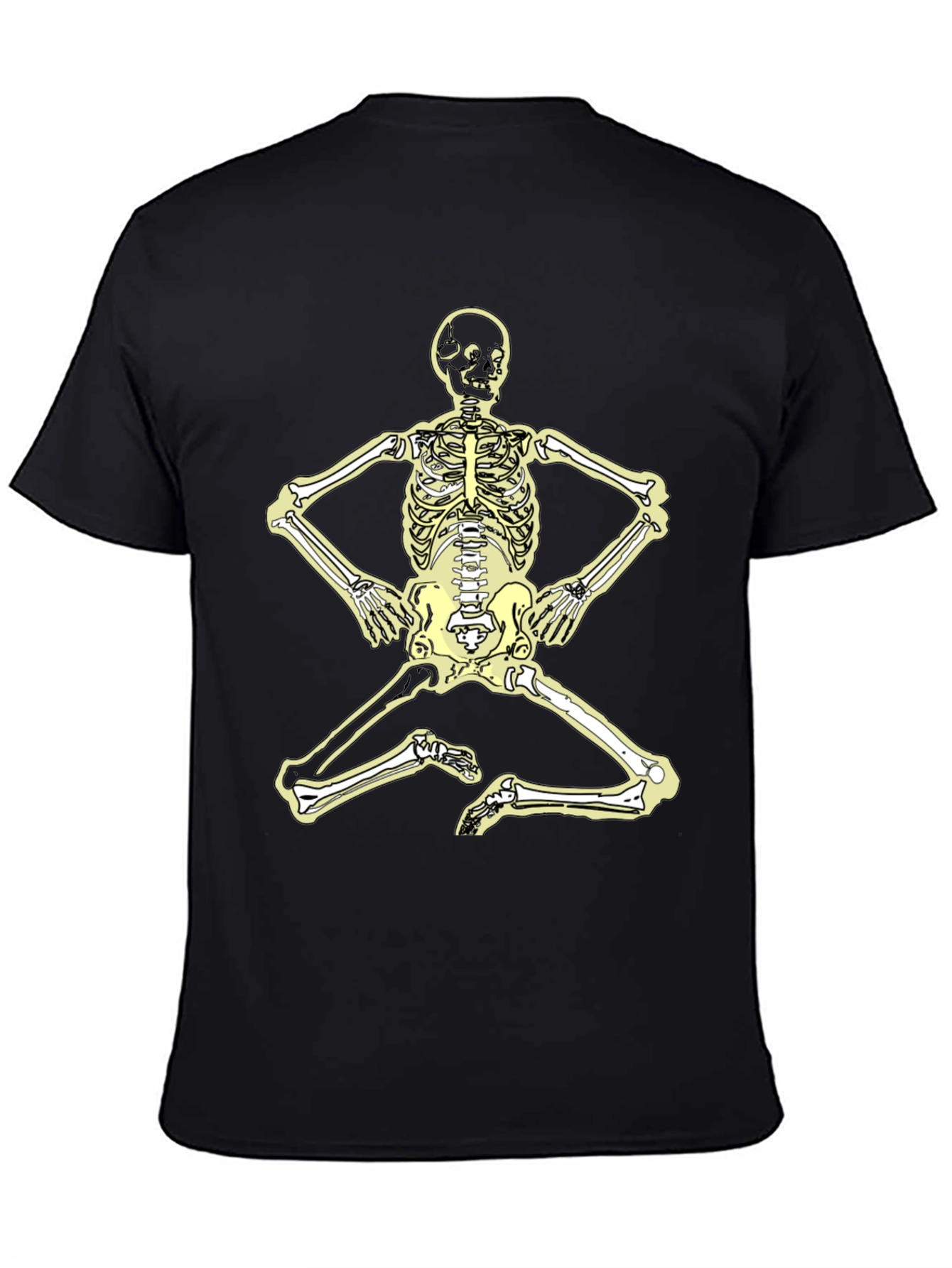 Camiseta Negra con Diseño de Esqueleto Yoga