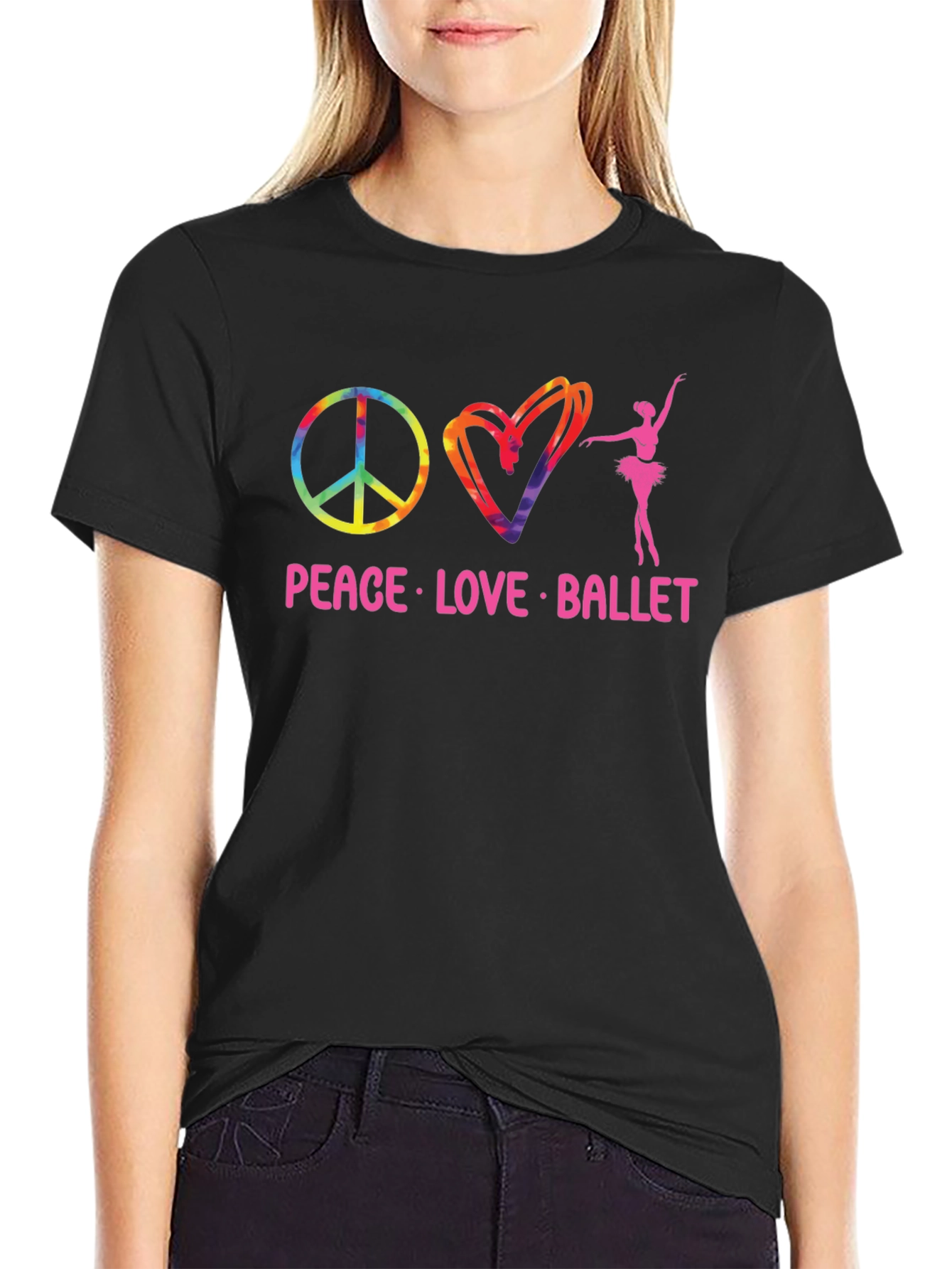 Camiseta Negra Peace Love Ballet