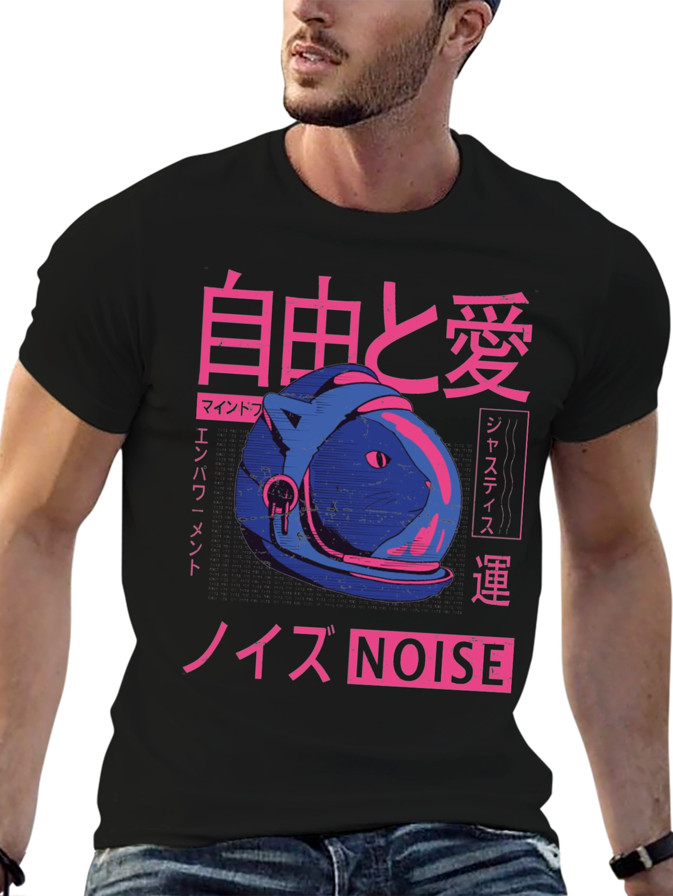 Camiseta Negra con Diseño Japonés Estilo Retro