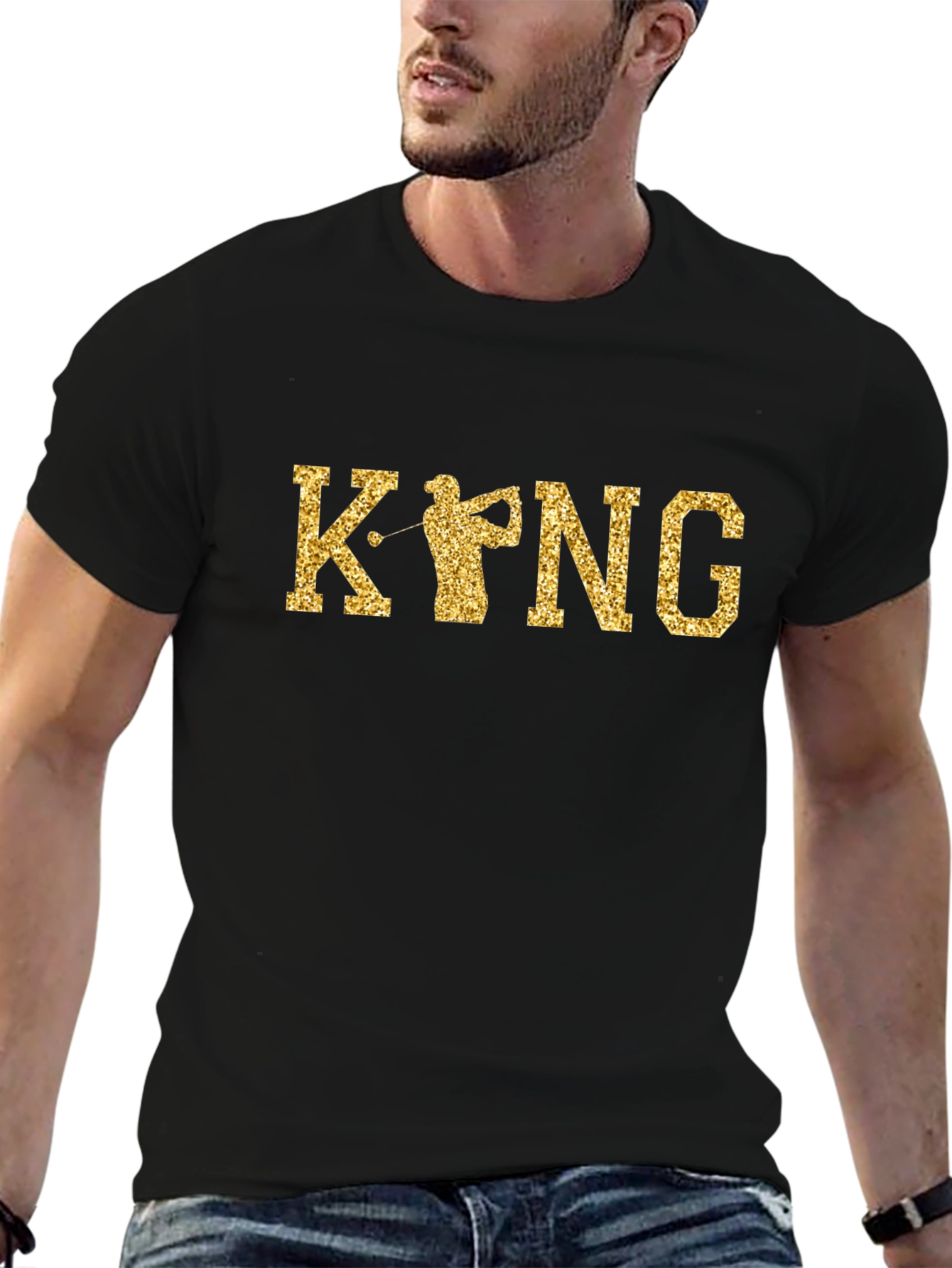Camiseta Negra Golf Kpng Oro