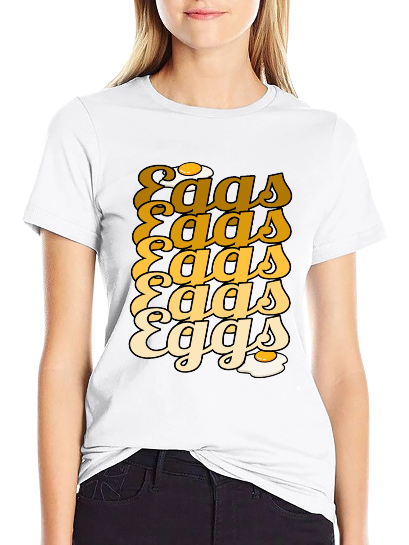 Camiseta Negra con Diseño Huevos Retro