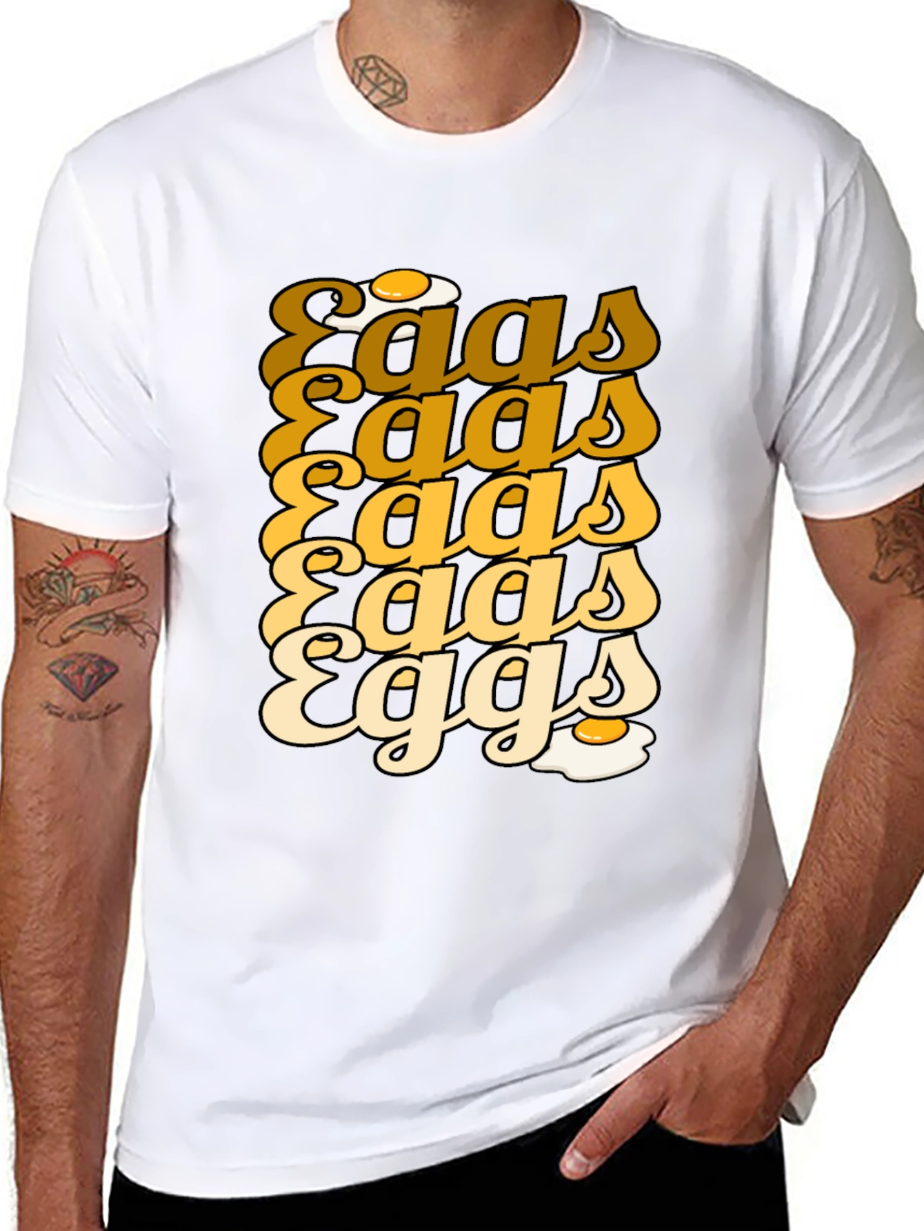 Camiseta Negra con Diseño Huevos Retro