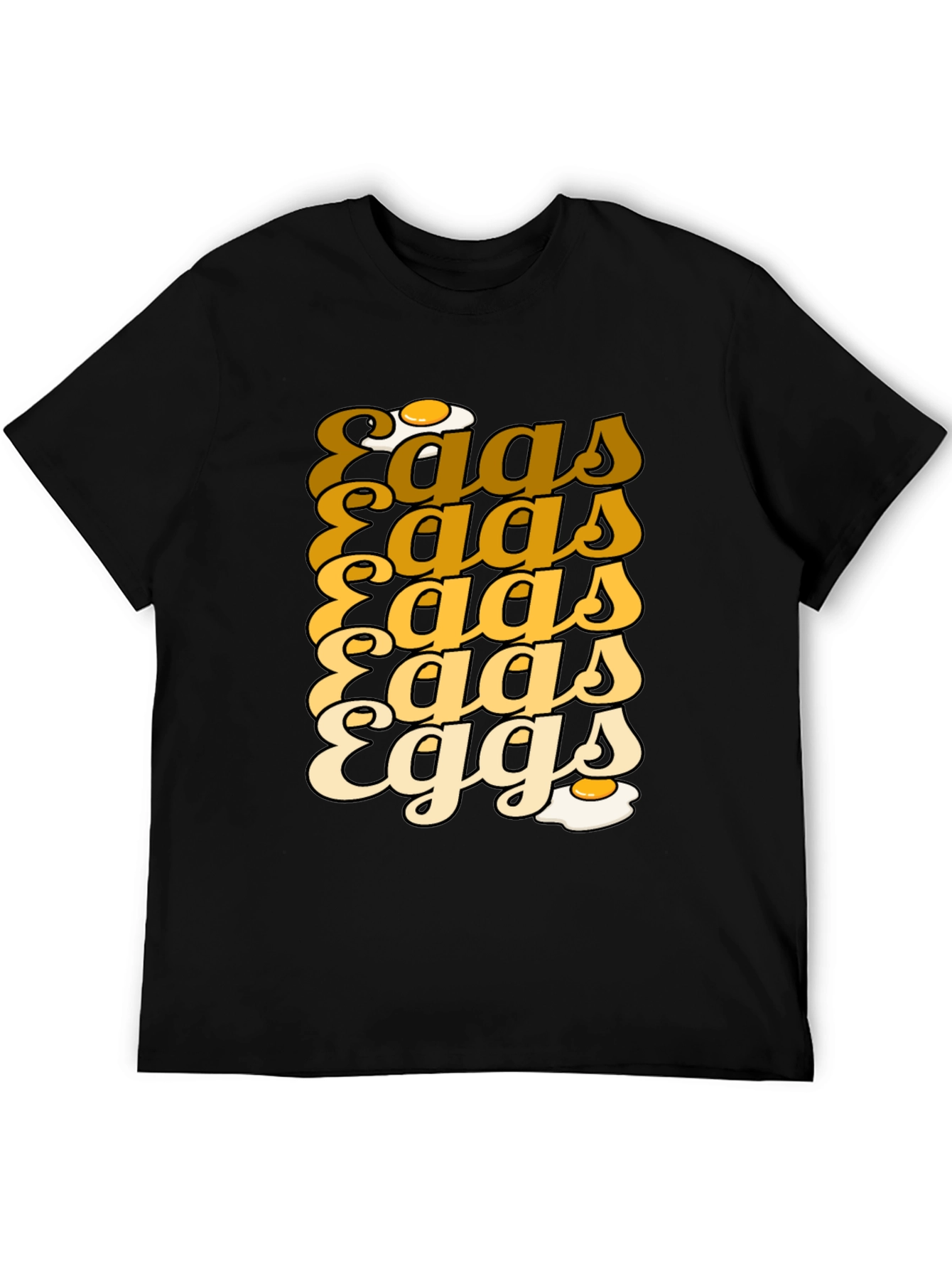 Camiseta Negra con Diseño Huevos Retro