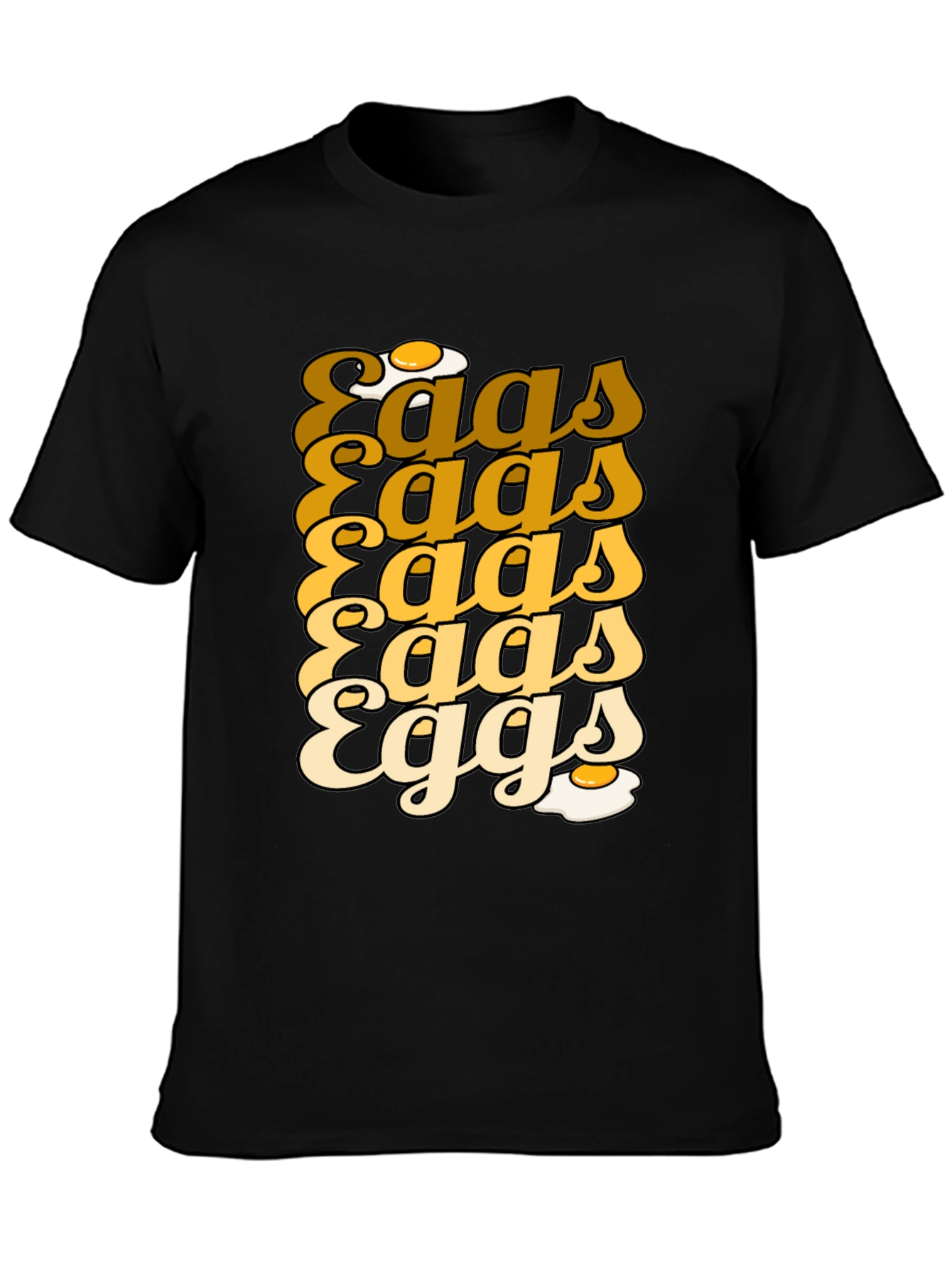Camiseta Negra con Diseño Huevos Retro
