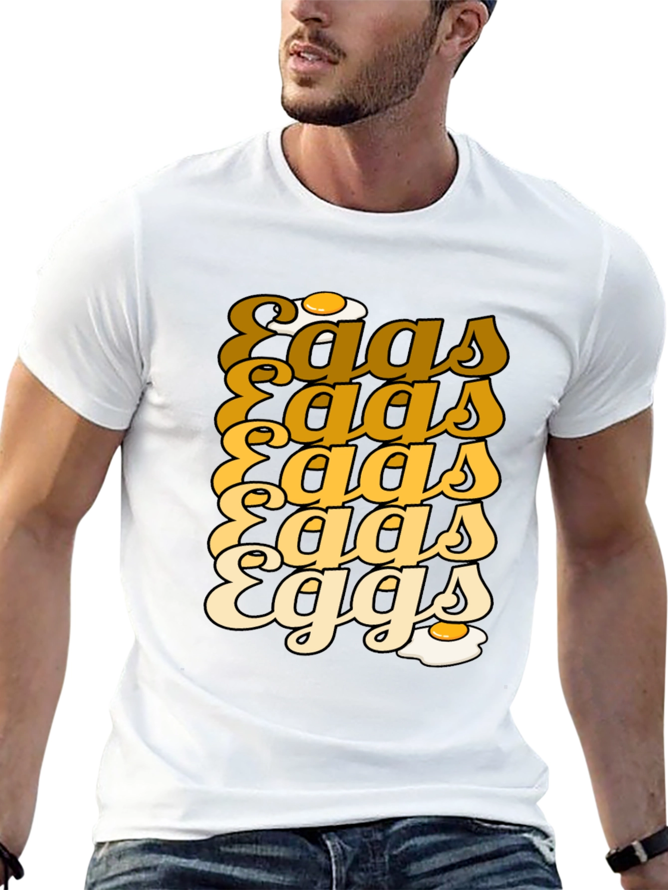 Camiseta Negra con Diseño Huevos Retro