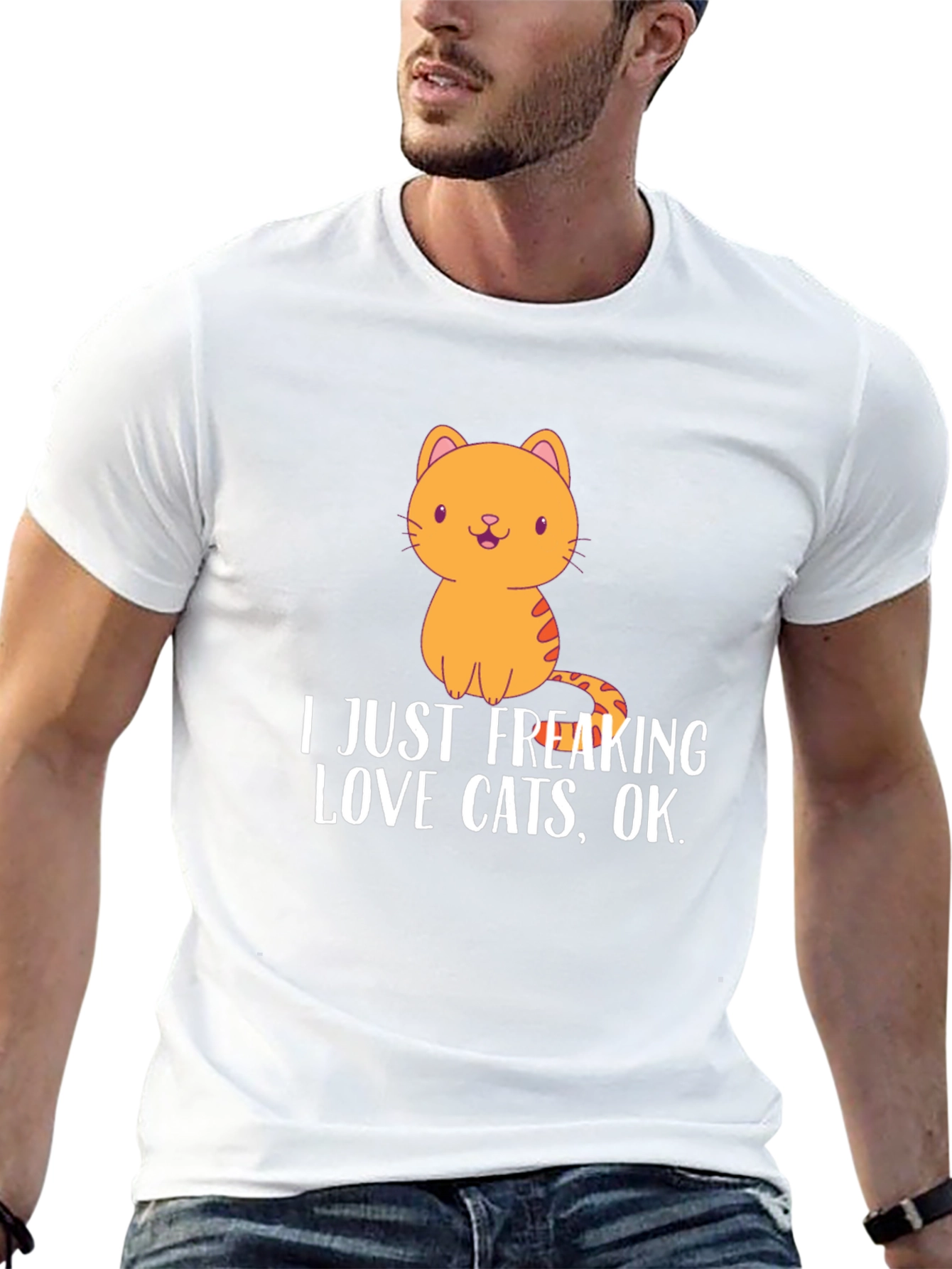 Camiseta Negra con Diseño de Gato Amo los Gatos