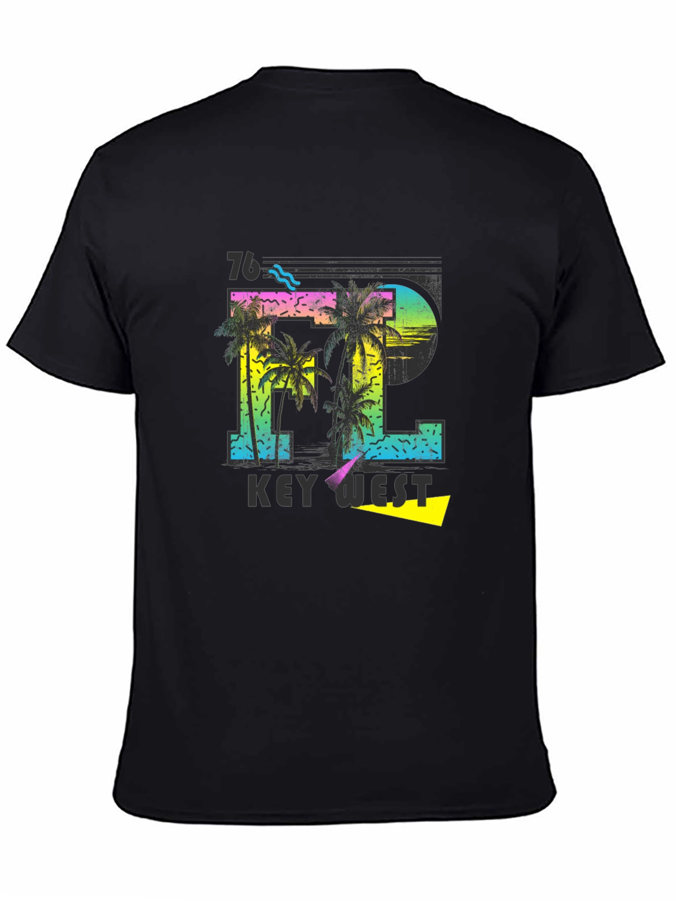 Camiseta Negra con Diseño Tropical Key West