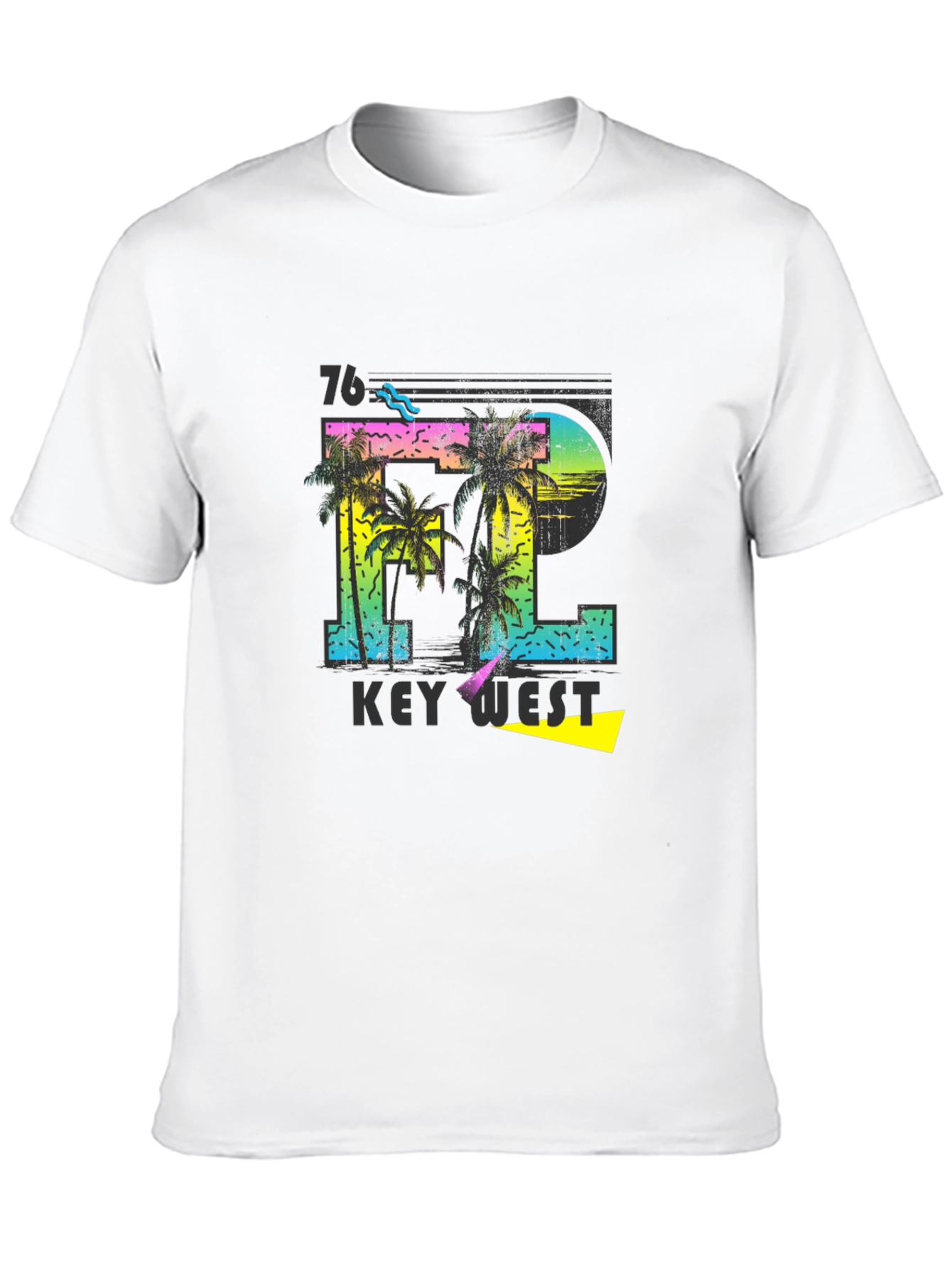 Camiseta Negra con Diseño Tropical Key West