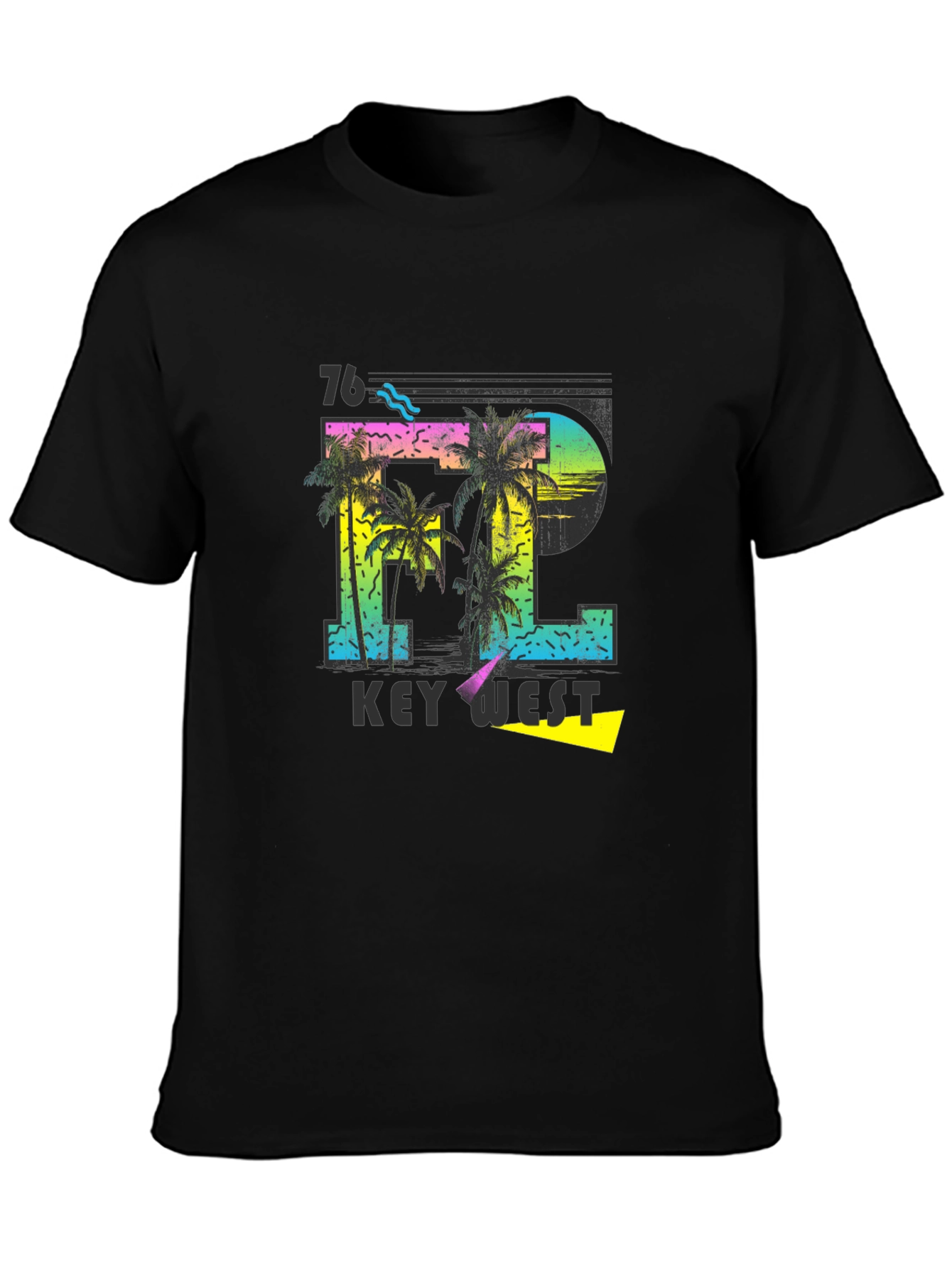 Camiseta Negra con Diseño Tropical Key West
