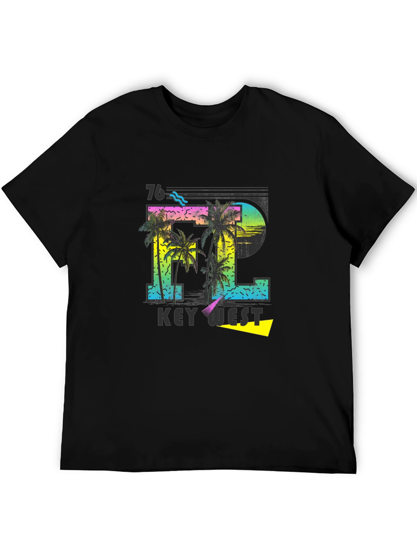 Camiseta Negra con Diseño Tropical Key West