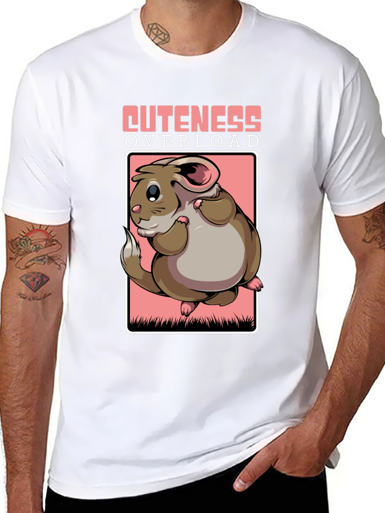 Camiseta Negra Cuteness Overload con Diseño de Hamster